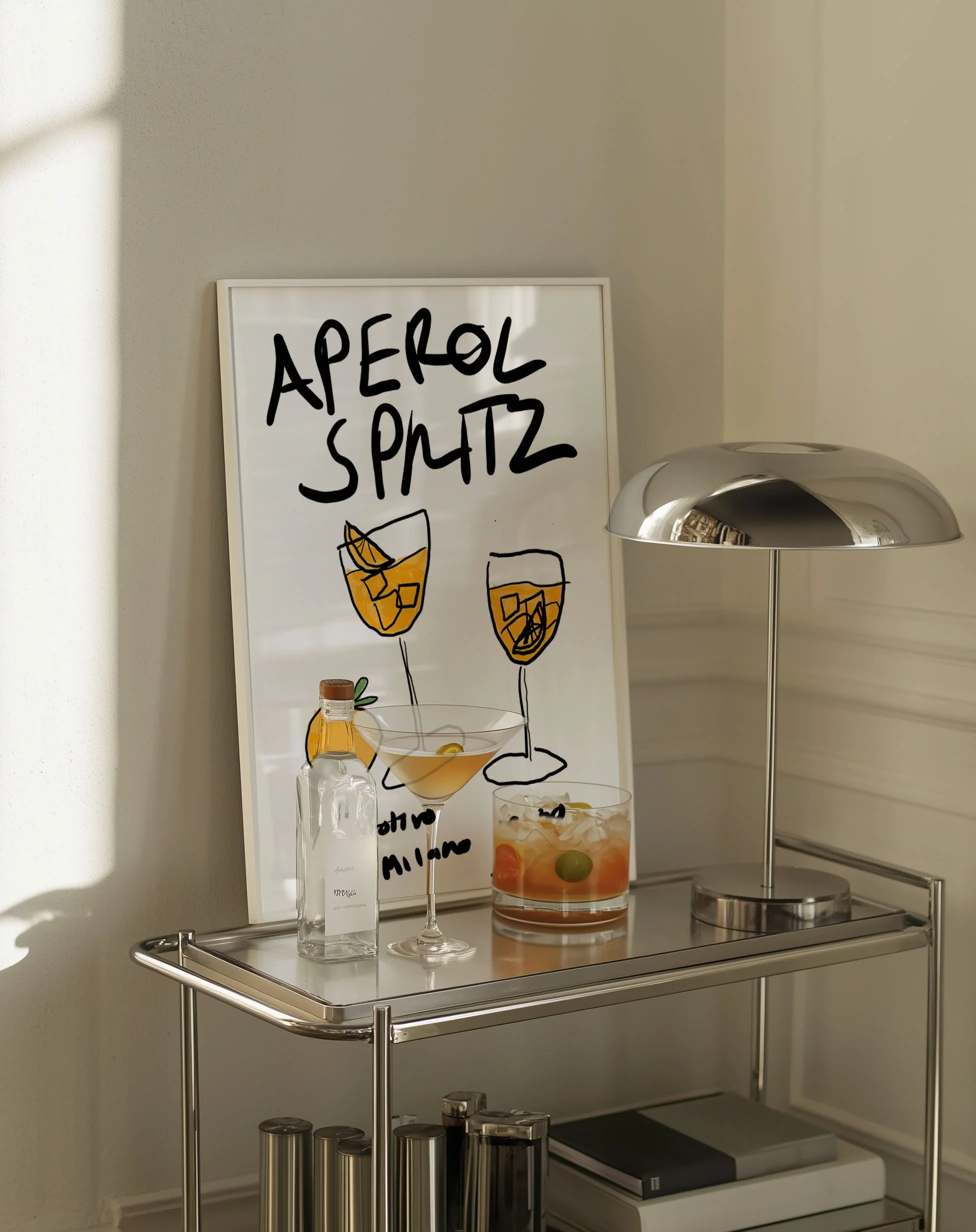Aperol Spritz Bar Cart Art Print