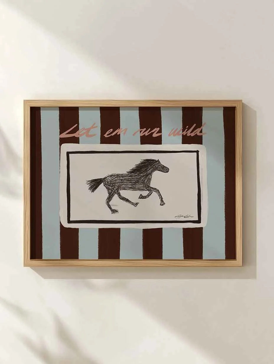 Let Em Run Wild Horse Horizontal Art Print