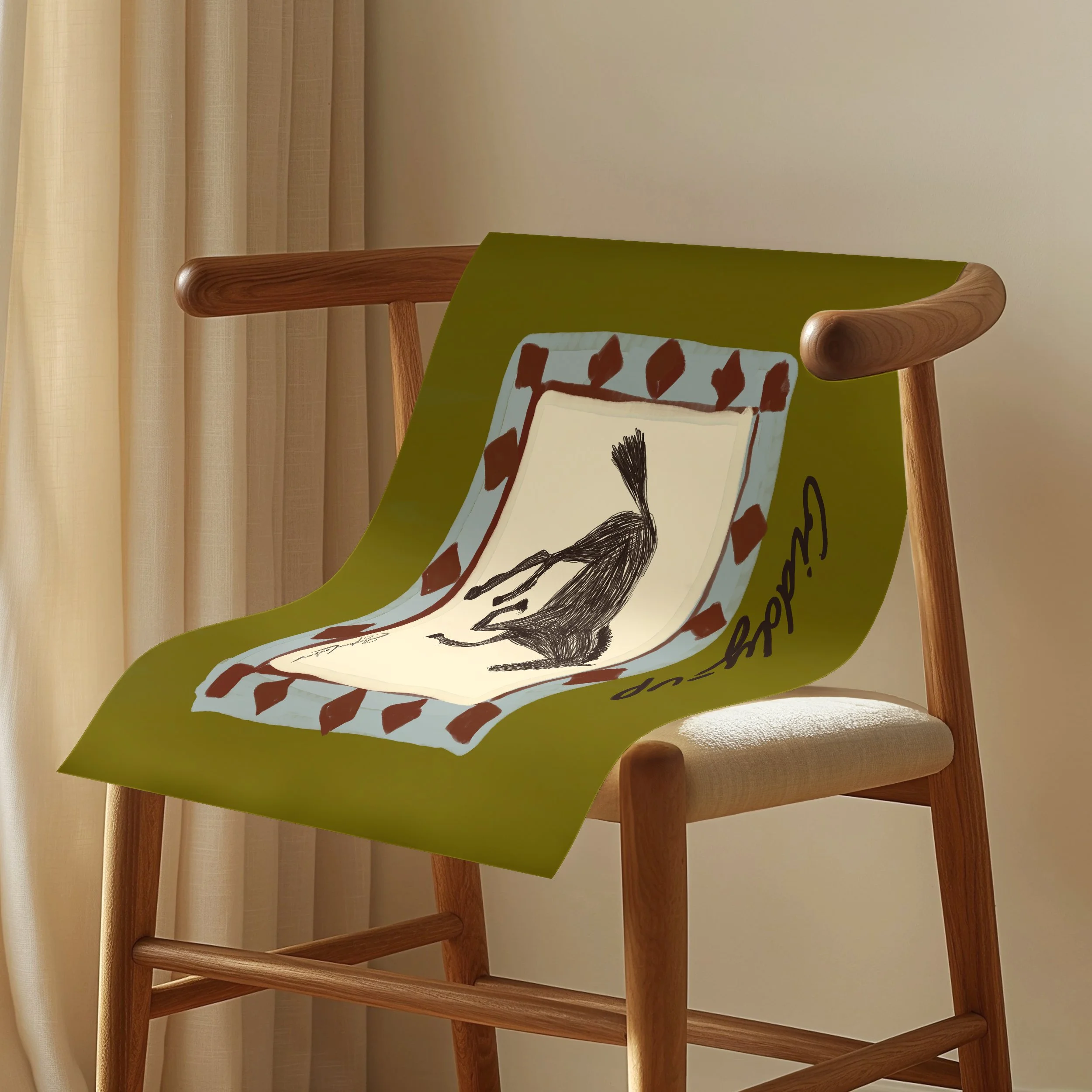 giddyup-horse-chartreuse-KunstbyStephie-Print-draped-over-MCM-Chair.jpg