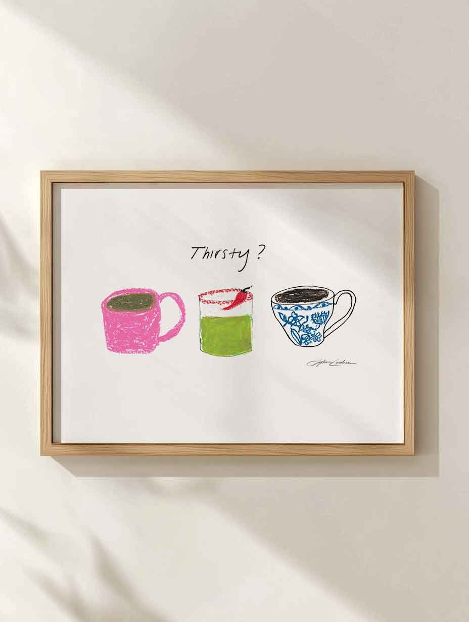 Thirsty? Drinks Oil Pastel Horizontal Wall Art