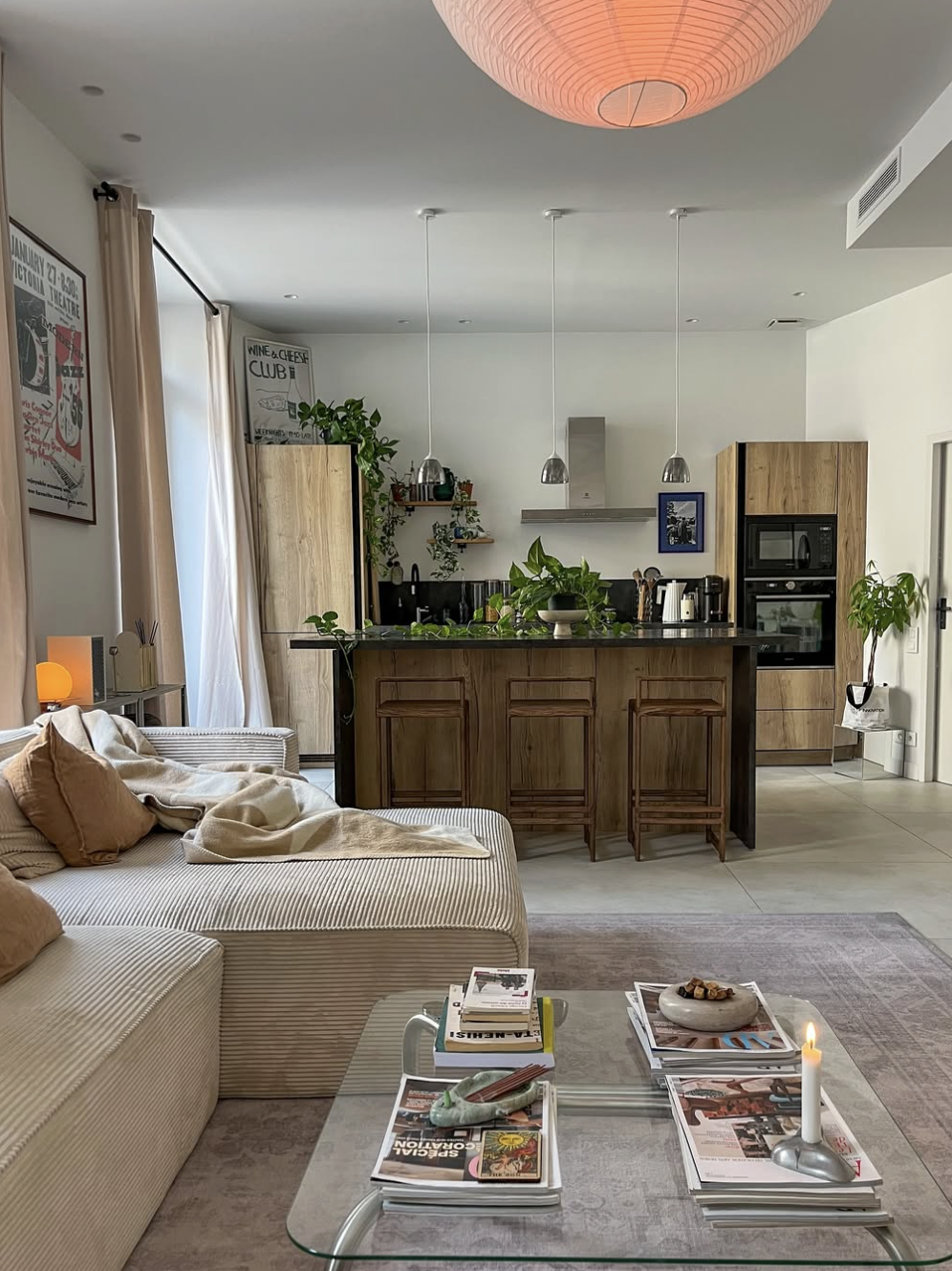 Stephie Cardona's "Wine and Cheese Club" Kitchen art print in a trendy modern eclectic kitchen 