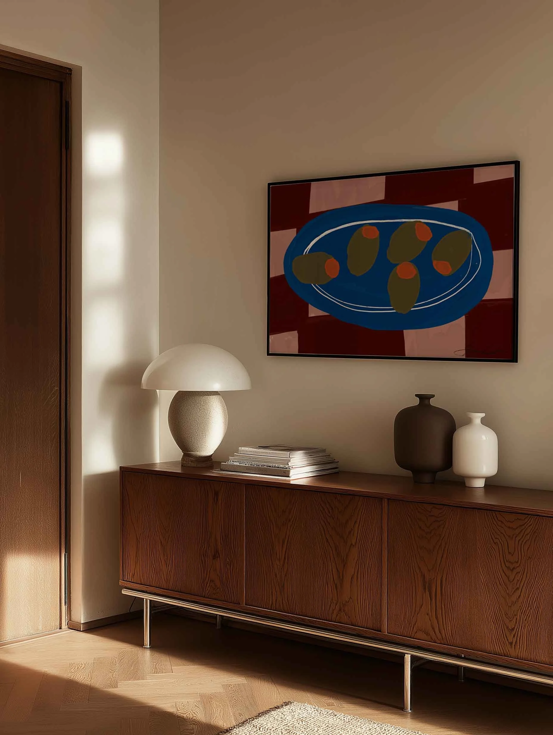 olives-checkered--Large-Horizontal-Print-Above-Sideboard.jpg
