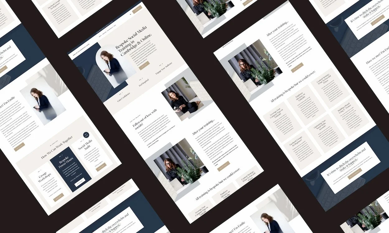 one page website for a social media coach