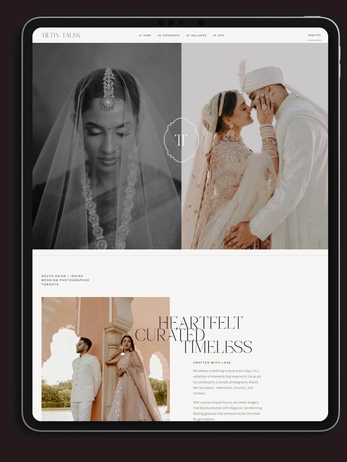 squarespace website for photographers Tiltin Tales on a ipad mockup