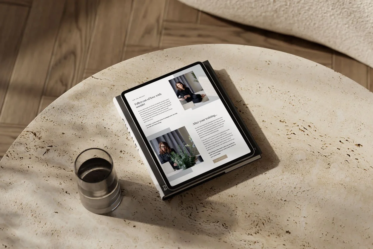 mock up of an ipad on a marble table