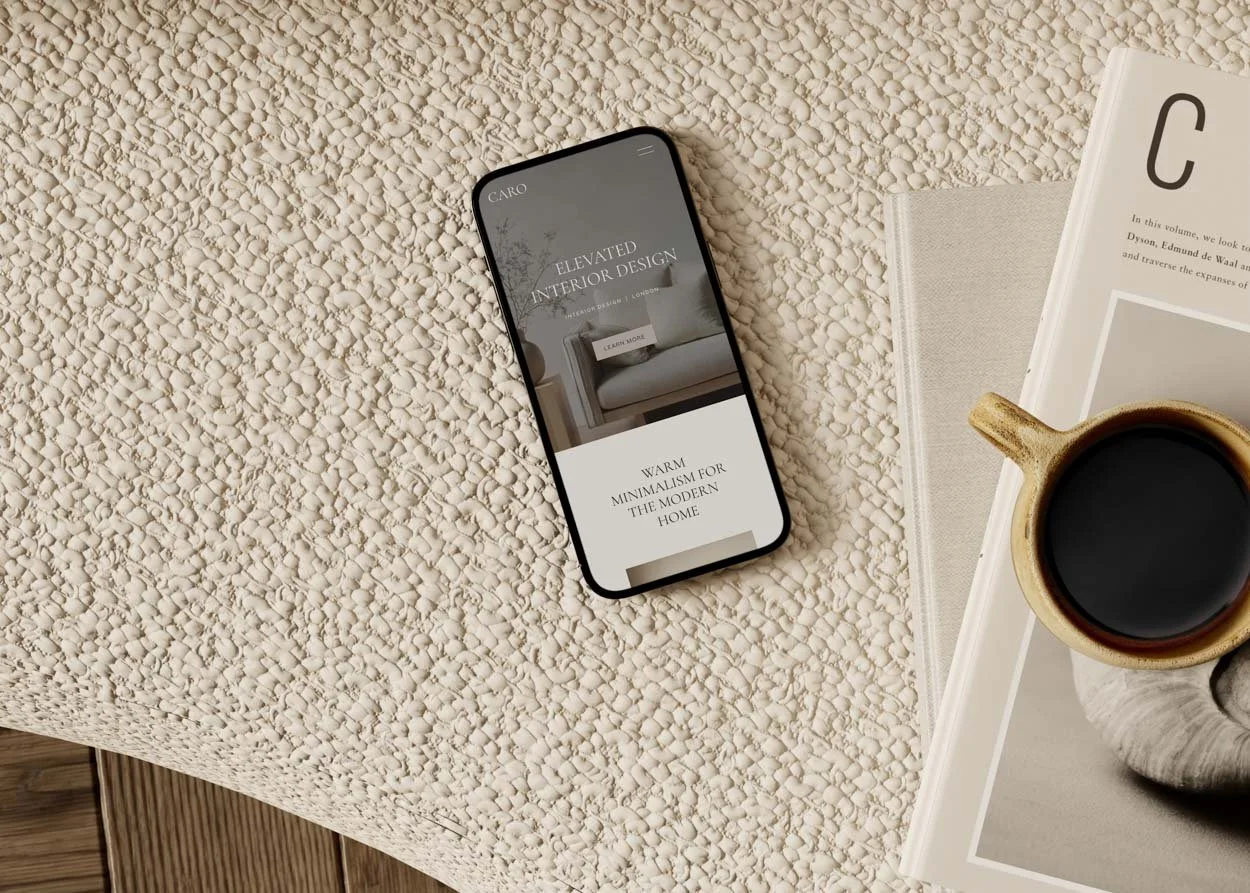 mock up of an iphone showing a squarespace website
