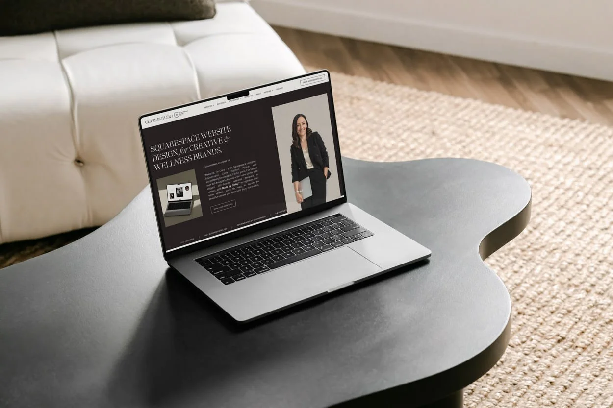 Website mock up of Clare Butler, UK Squarespace designer and SEO expert