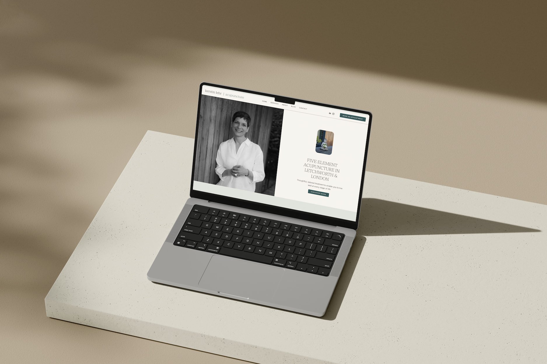 acupuncturist squarespace website mock up on a laptop