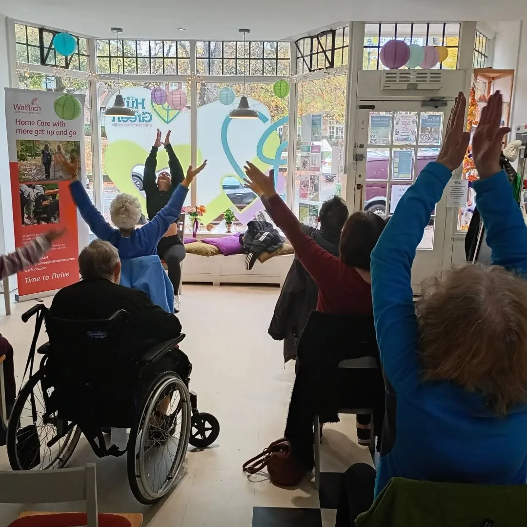 We drifted off somewhere else at today's seated exercise, lots of gentle stretching and breathing and one of users summed it up with 'I really feel I had earned that relaxation' Thank you to @walfinch_birmingham_south and @midland_eye for a great ses