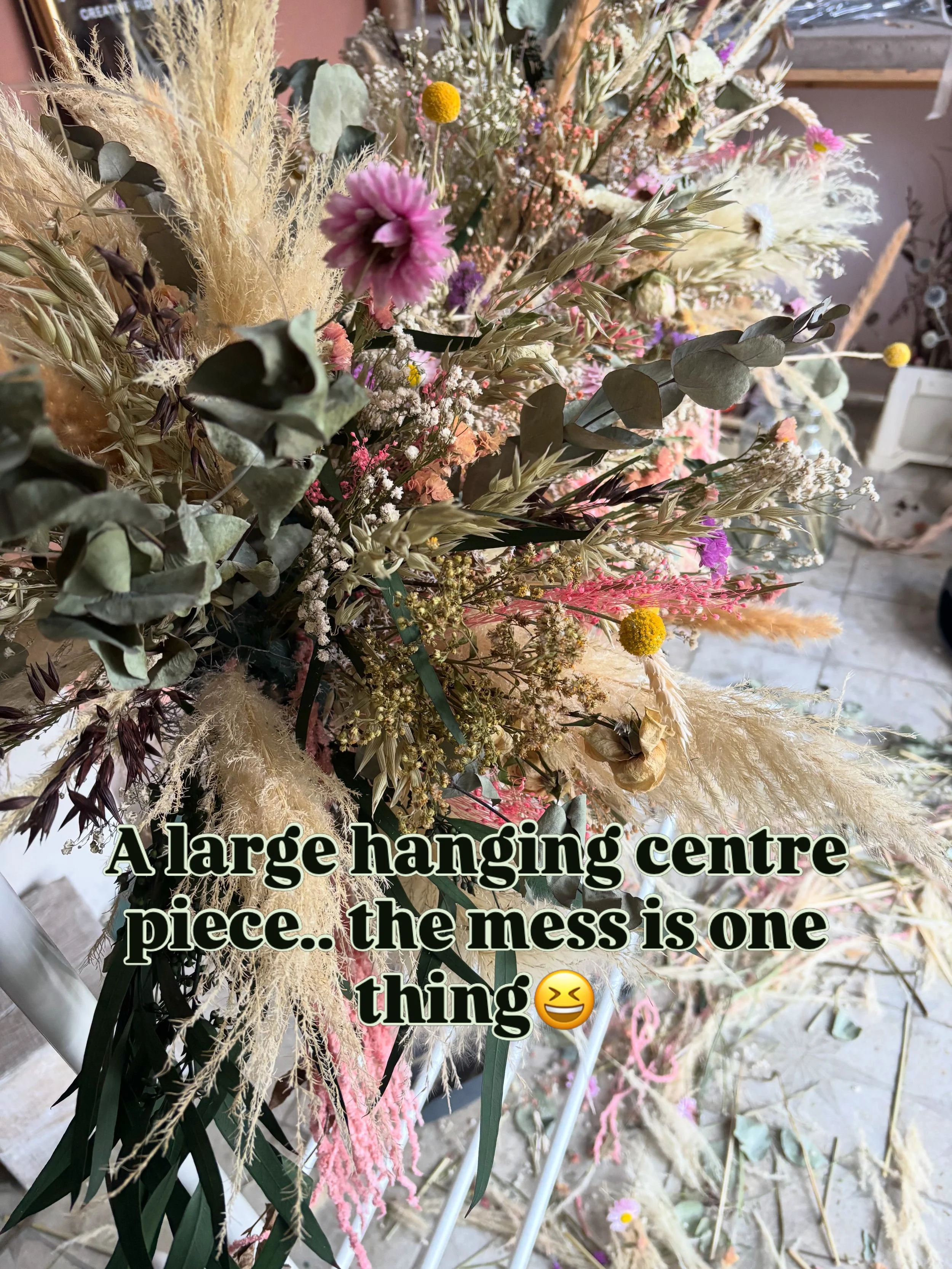 Every design is a challenge, what starts as a shell can be something truly beautiful if you trust the process 🌸

Not only to feature on your wedding day but to keep for years to come💛🩷

#largehangingpiece#weddingceremony#driedflowers#springwedding