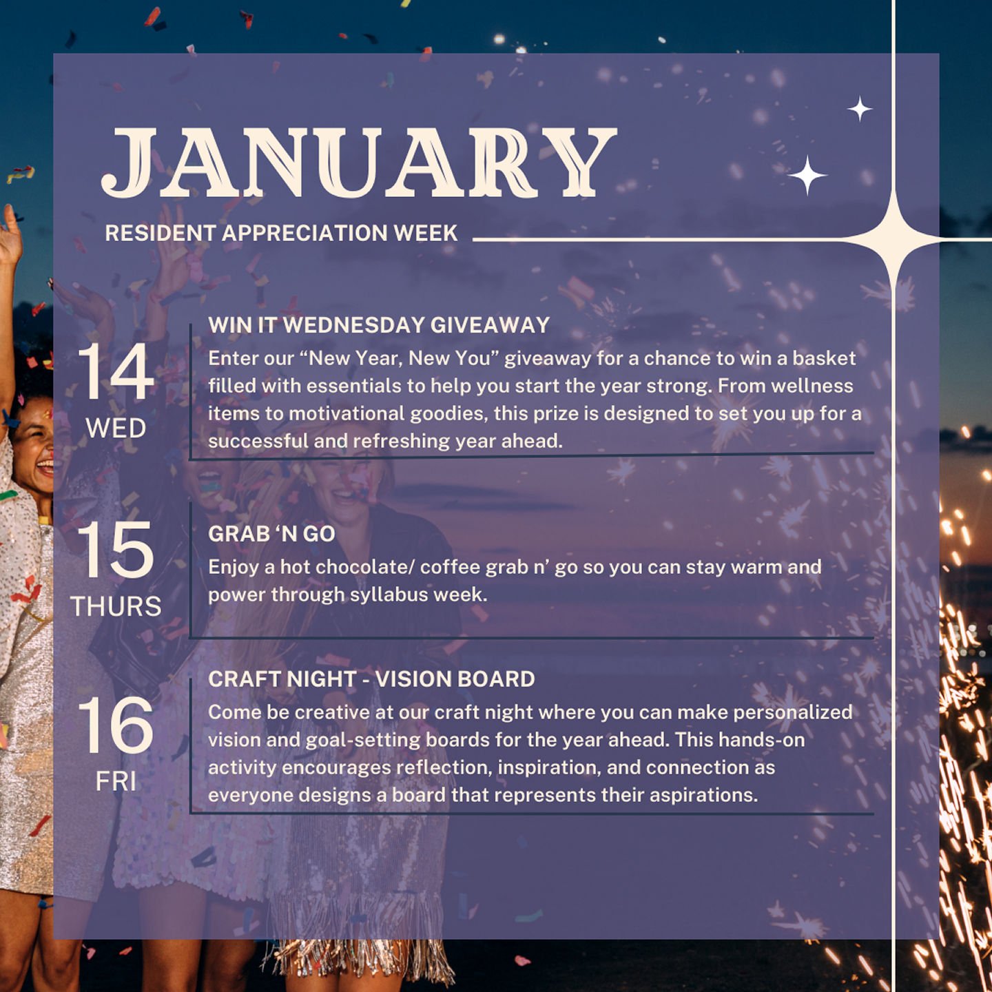 New year, fresh events, cozy vibes. We can&rsquo;t wait to see you around the community this January ✨ #community#livewhereyoulove