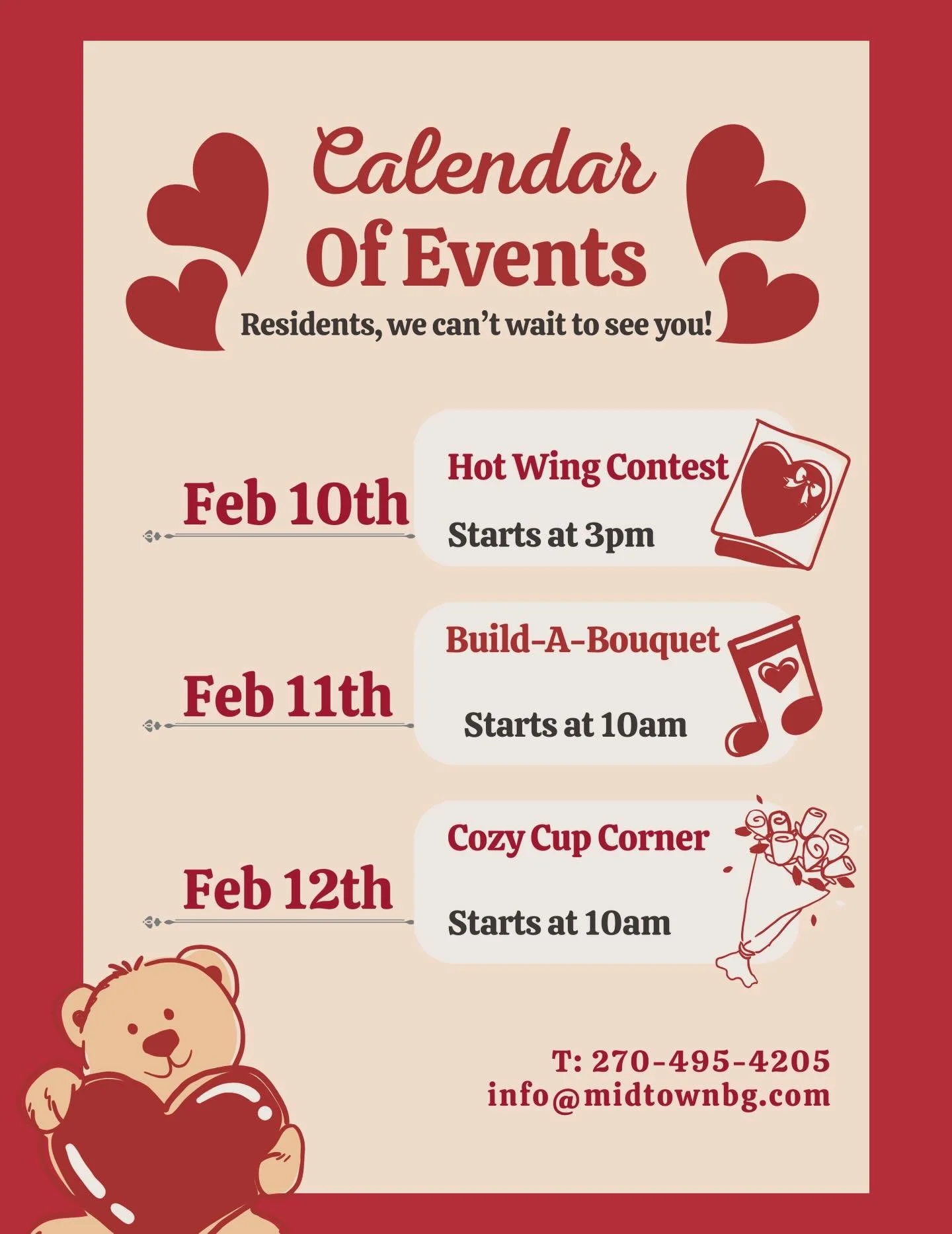 Residents, we will see you next week!! Come stop by and see everything we have in store for YOU! 💐☕️🔥#residentlife #flowerbouquets #contestday