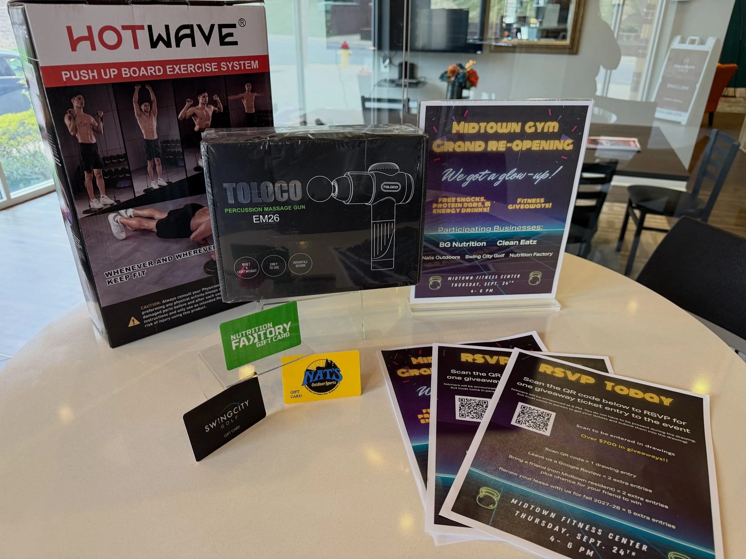 The countdown is on! ⏰🏋️
Join us this Thursday for the grand reopening of our fitness center. Scan the QR code posted around Midtown to RSVP and enter for a chance to win from $700+ worth of giveaways! 🎉
See you at the gym! 💪🫵 #midtownbg #livethe