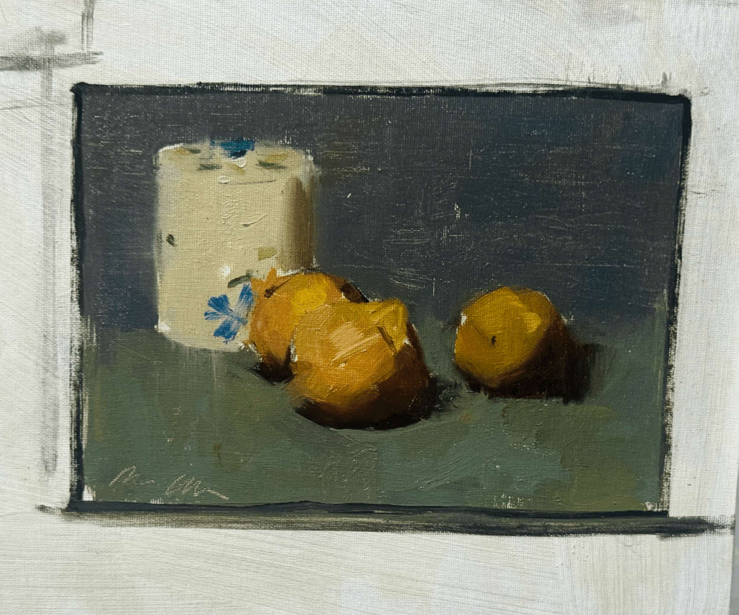 Candle and tangerines
