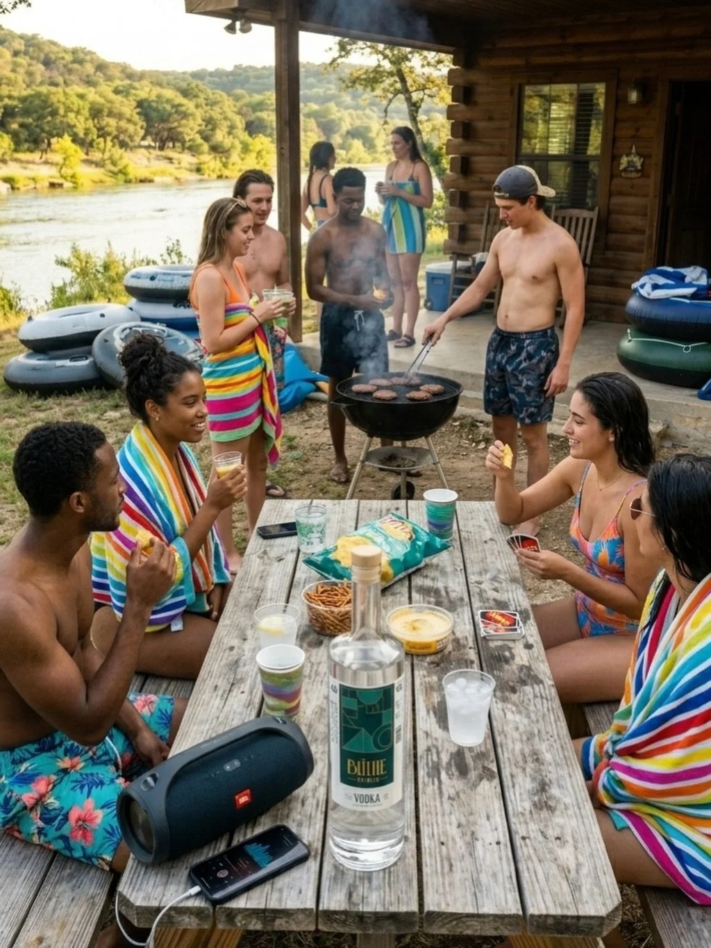 6 hours on the water + zero cell service = the perfect day. 📵 We call this the &lsquo;After-Float Ritual&rsquo;: Burgers, friends, and BLITHE Spirits on ice. No phone charging necessary.

#blithevodka #organicvodka #realvodka #craftvodka #artisanvod