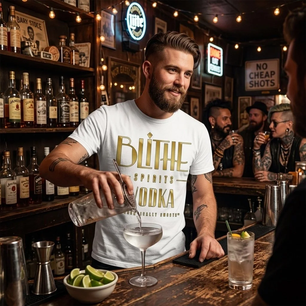 Blithe Spirits Vodka - Organic Gold Standard Tee (B/W)