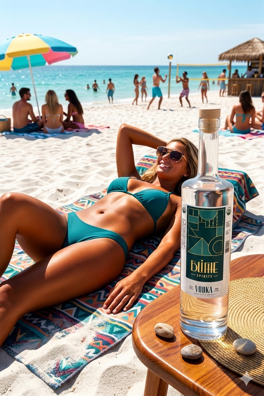Blithe Spirits Vodka – Beach Tanning