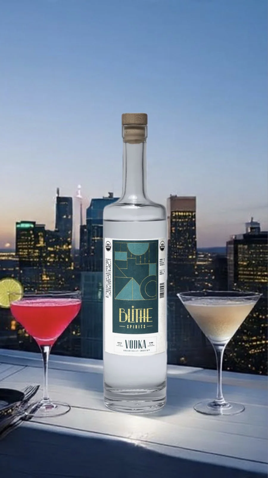 Blithe Spirits Vodka - Rooftop at night