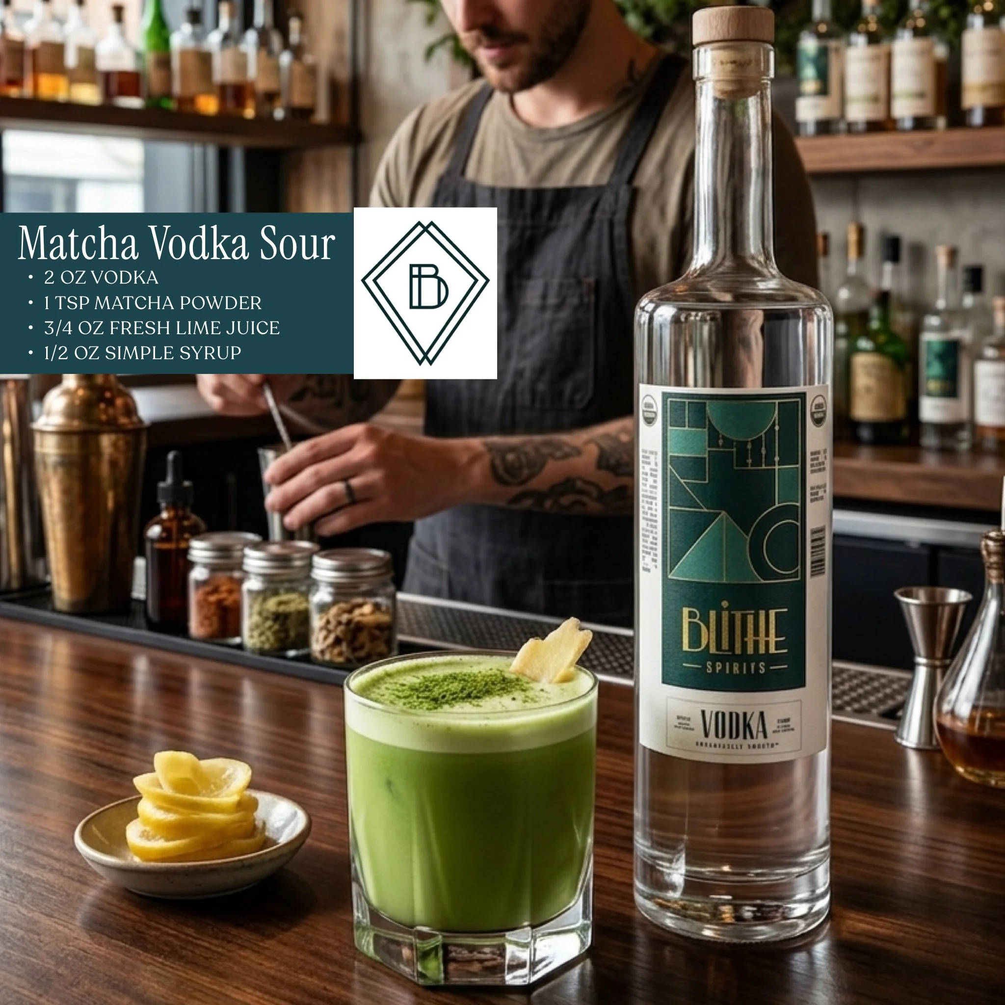 Blithe Spirits - Matcha Vodka Sour