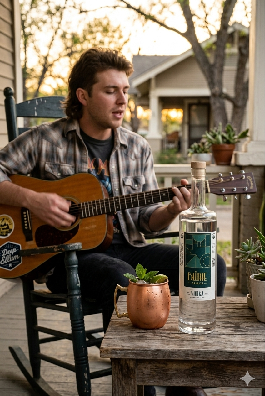 Blithe Spirits Vodka – porch guitar