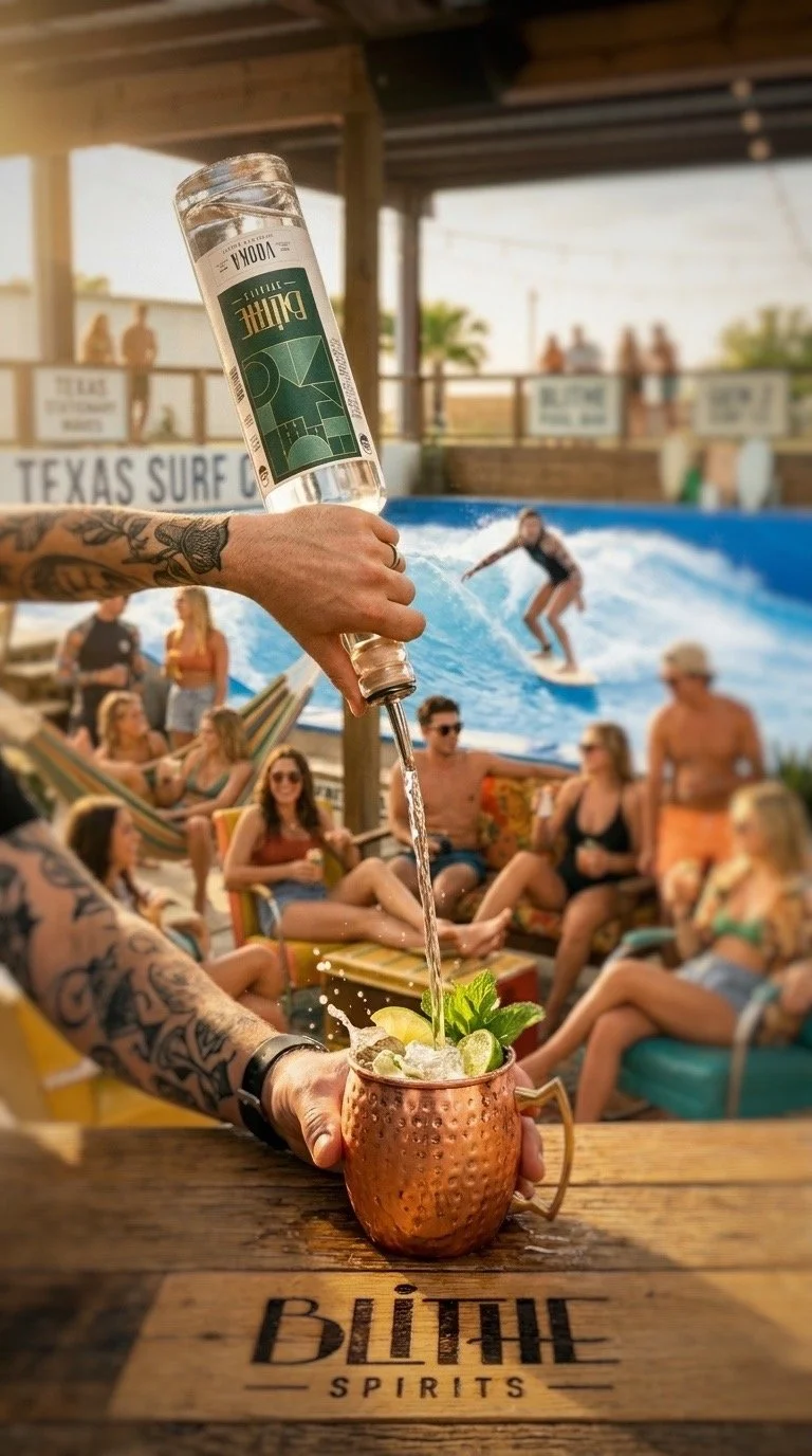 Blithe Spirits Vodka – surf wave pour