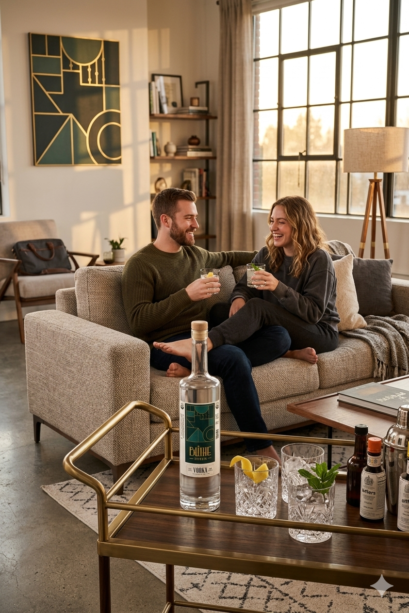 Blithe Spirits Vodka – bar cart at home