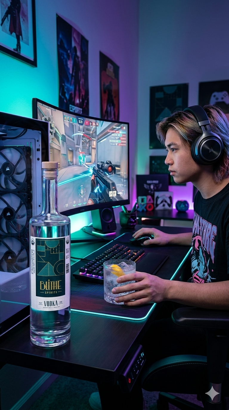 Blithe Spirits Vodka – gamer desk