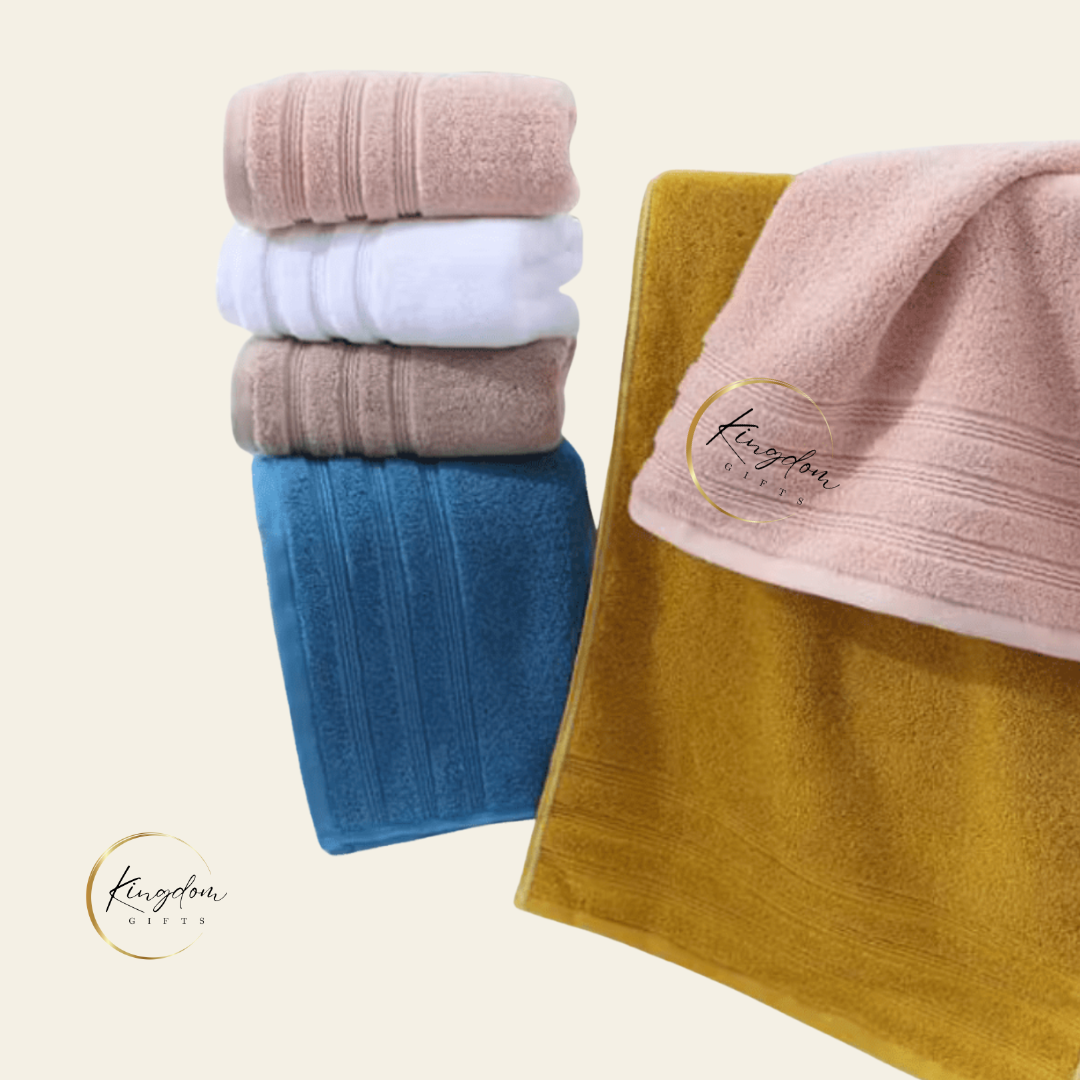 Multiple Lush Premium Hand Towels laid out and folded to showcase custom logo printing and colour options — perfect for bulk staff gifts or door gifts in Singapore