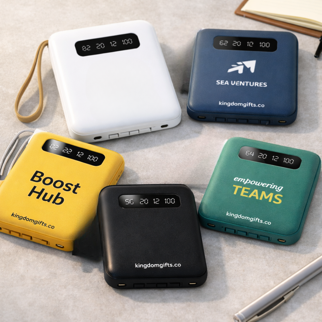 Compact Powerbank With Built In Cables And Power Indicator