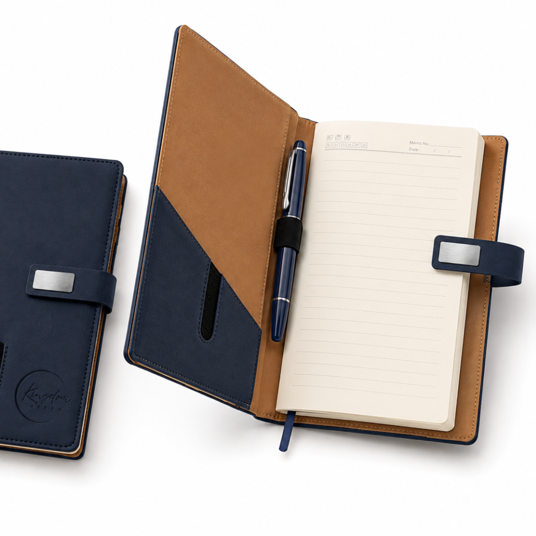 Magnetic Catch Leather Journal Notebook Set With Pen