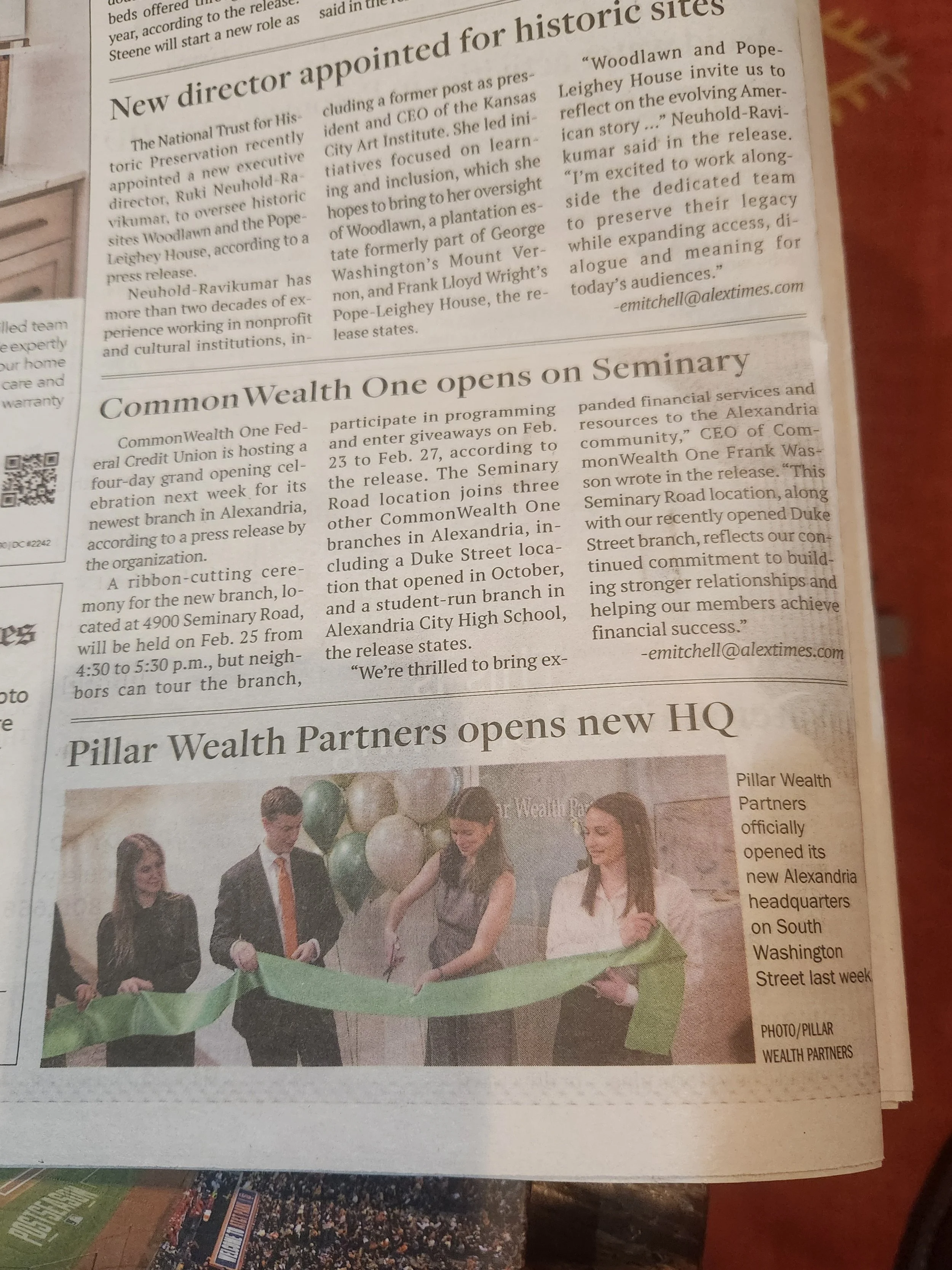 Pillar Wealth Partners Featured in the Alexandria Times