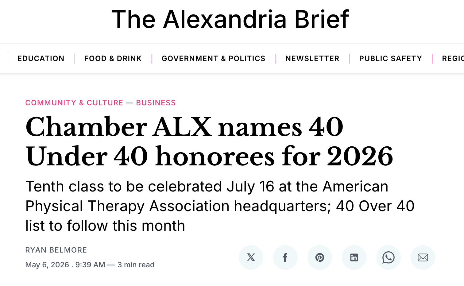 Nazz Named to Alexandria's 40 Under 40
