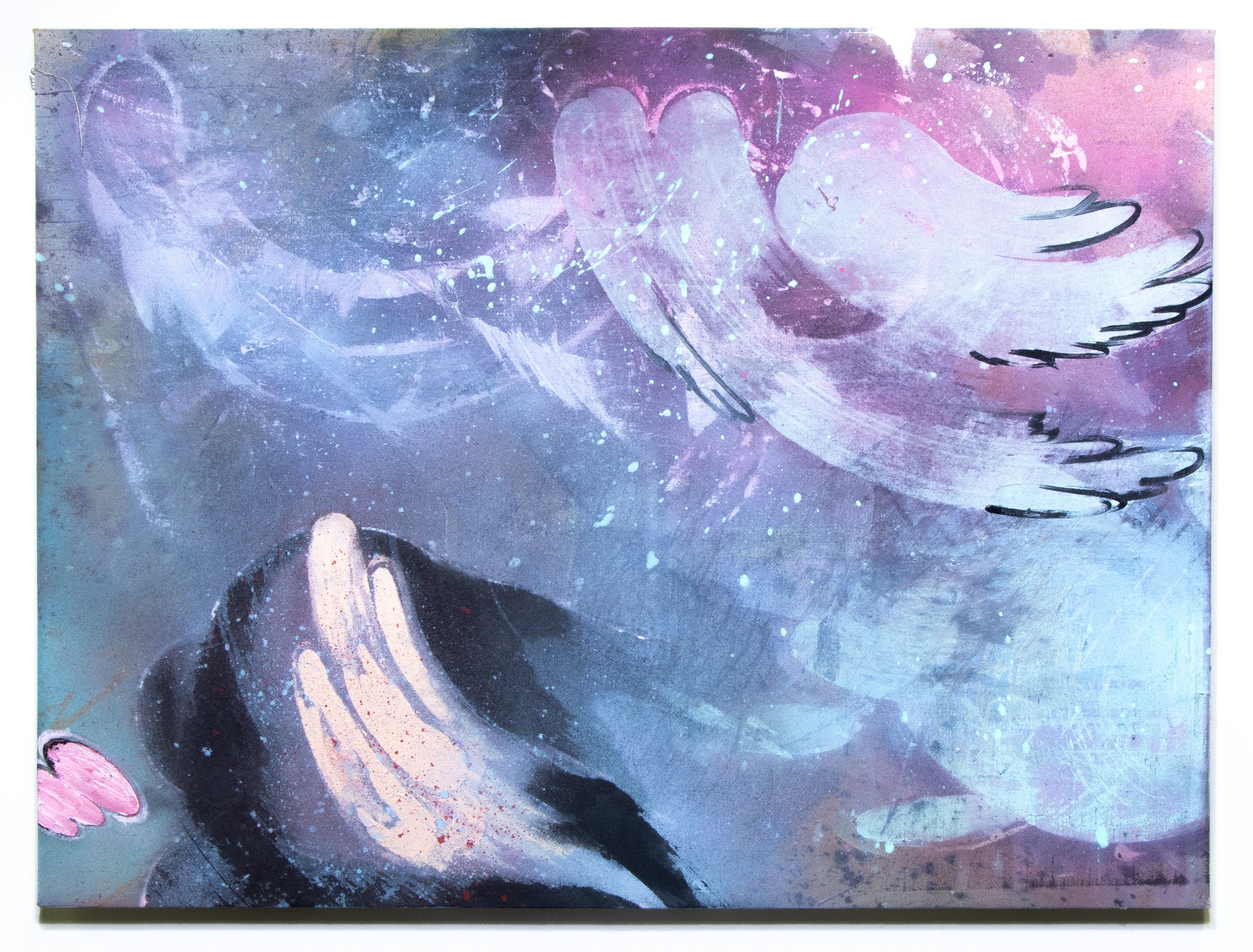 Nico Brown - 
Free Flight, 2025,
Acrylic, spray paint on canvas,
36 x 27 in. 