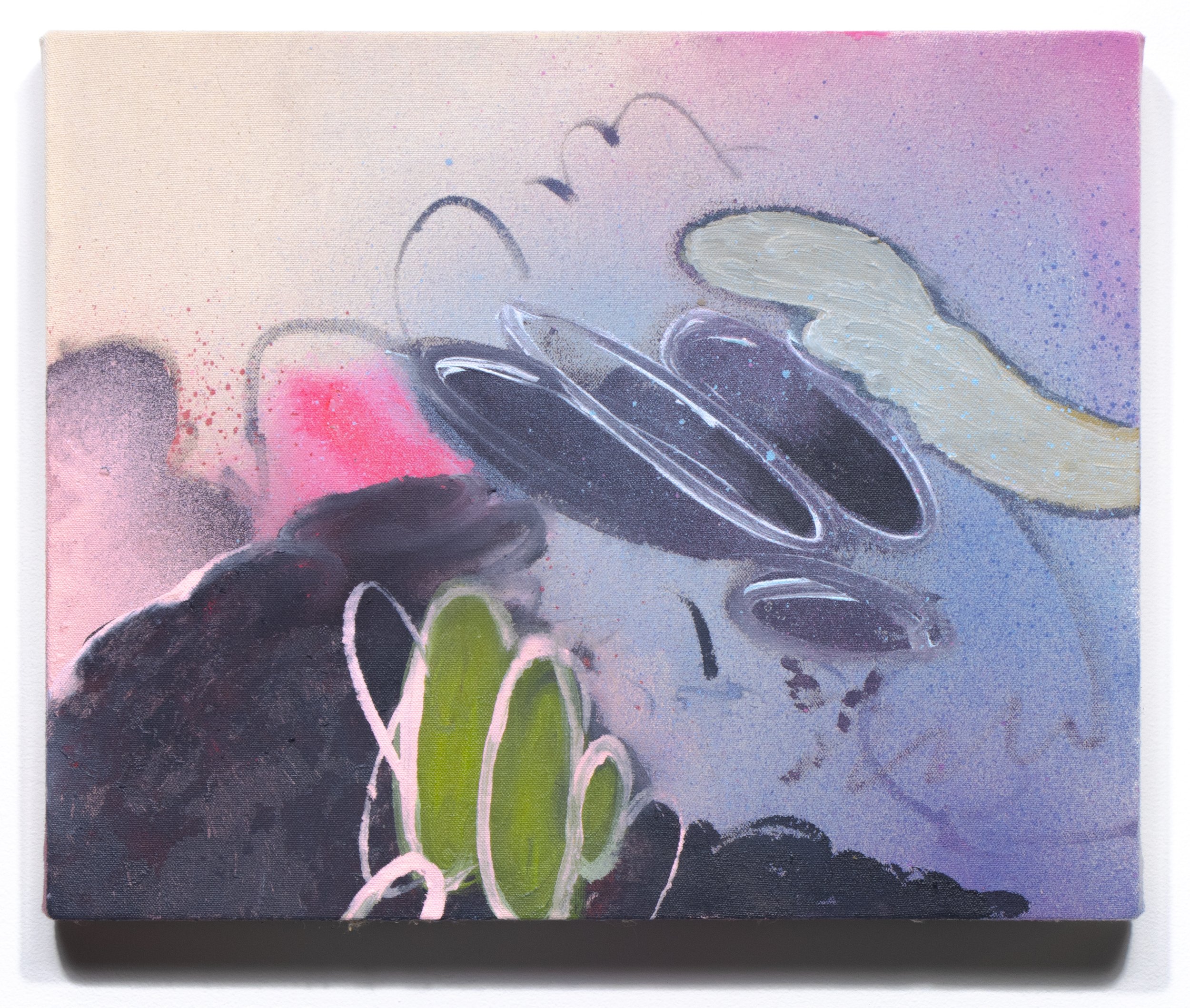 Nico Brown -
All Eyes, 2025,
Acrylic, spray paint on canvas,
14 x 11 in. 