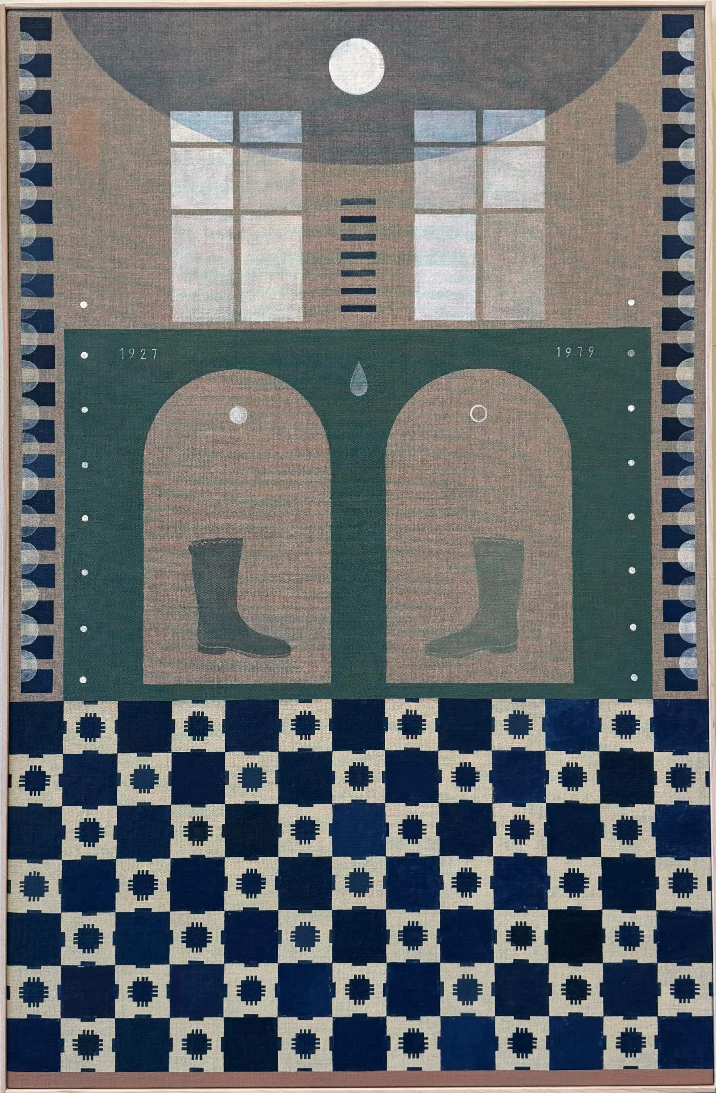 Carla Weeks - "Gada's Boots," 2024, oil on linen
framed in maple, 28.5 x 33.5 in.