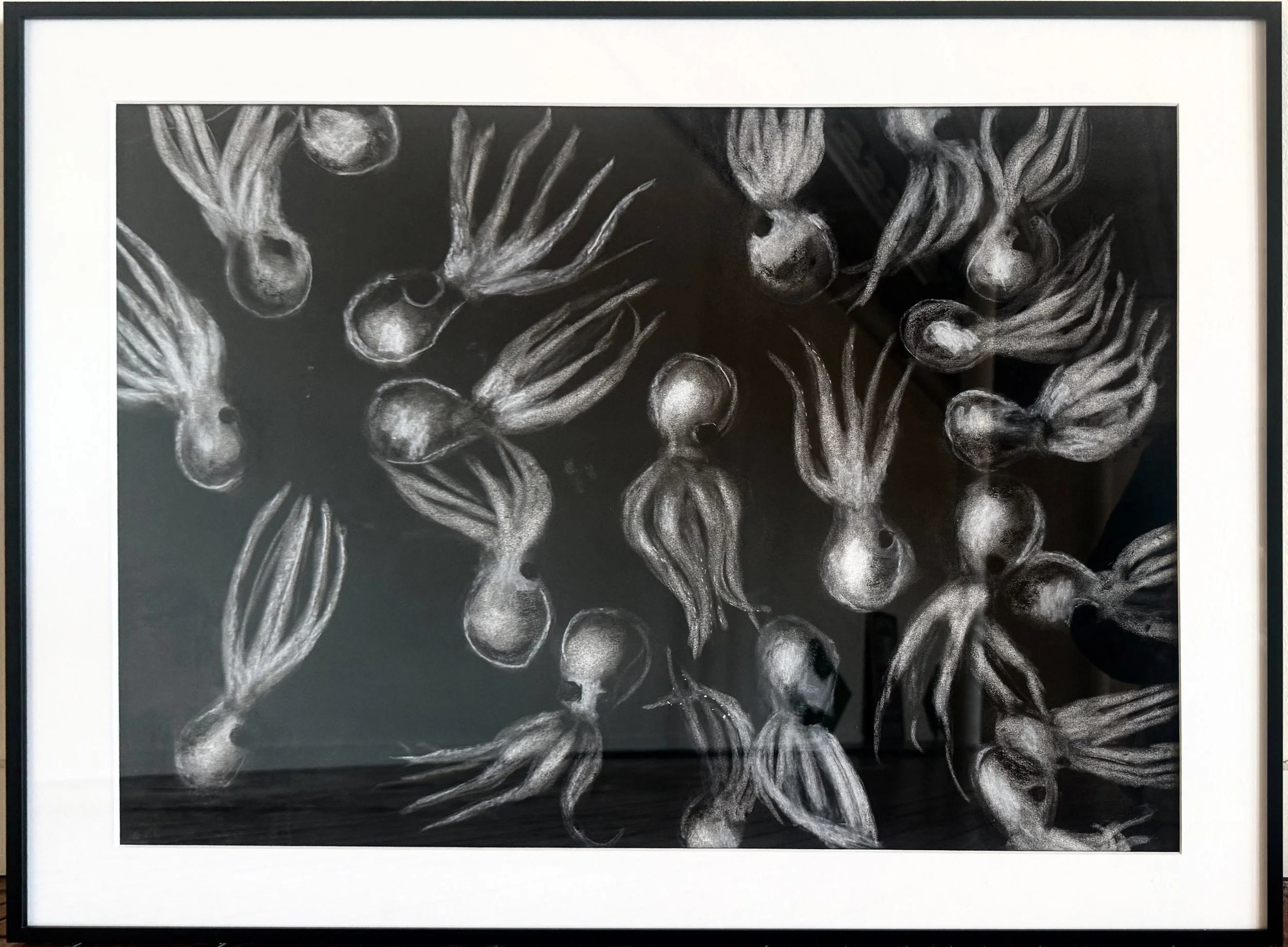 Michel Droge - "Octobabies IV," 2026	charcoal on paper, 32 x 25 in.