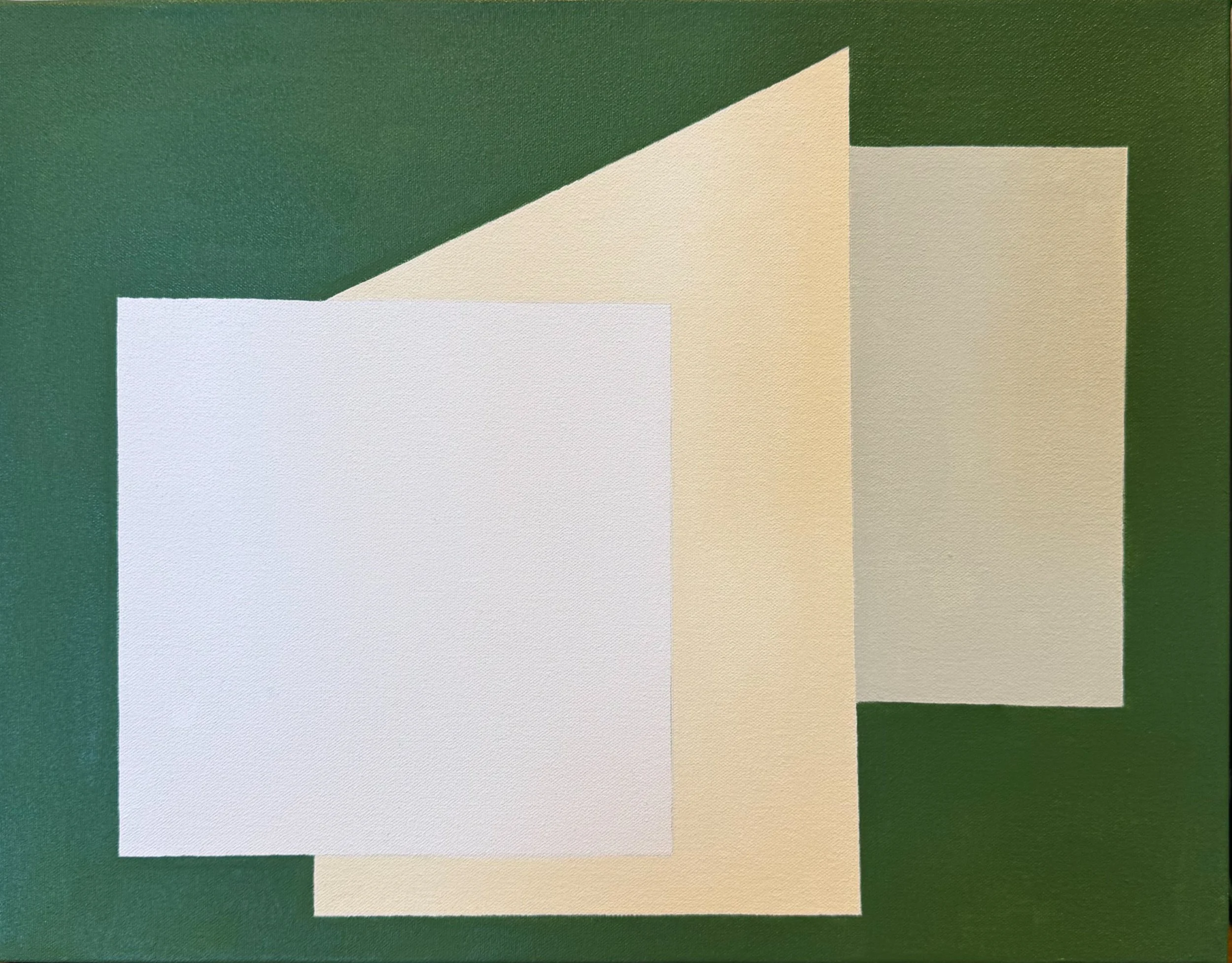 Pam Smith - "White Square #6," 2025	flash and acrylic on canvas, 18 x 14 in.