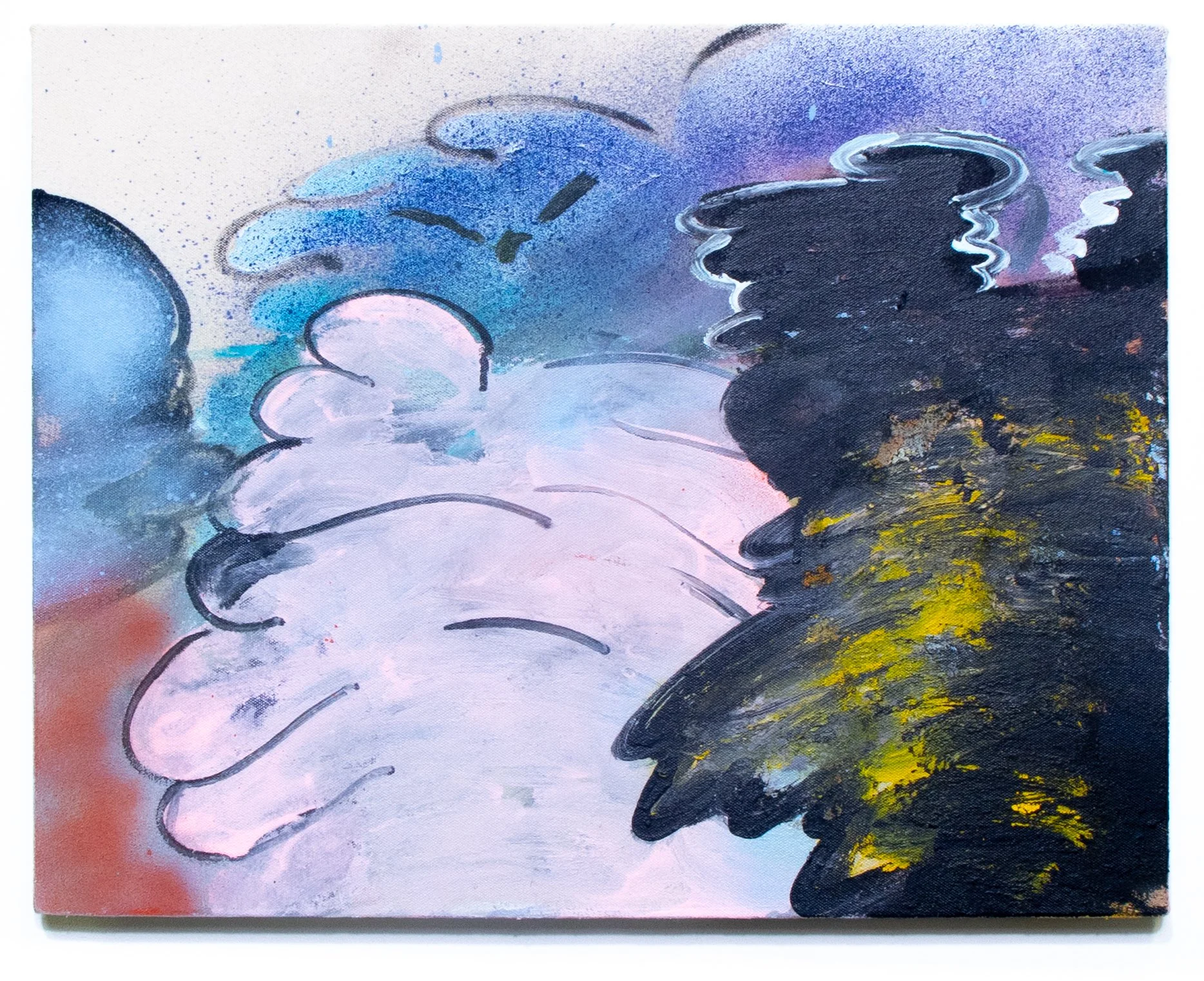 Nico Brown -
Stacks, 2025,
Acrylic, spray paint on canvas,
22.5 x 16 in. 