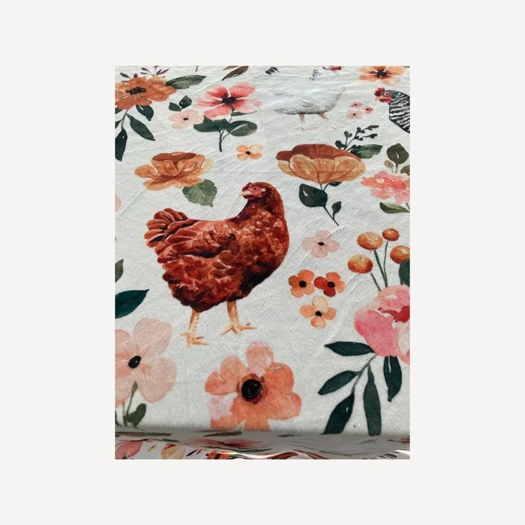 Chicken Floral Artisan Baby Blanket