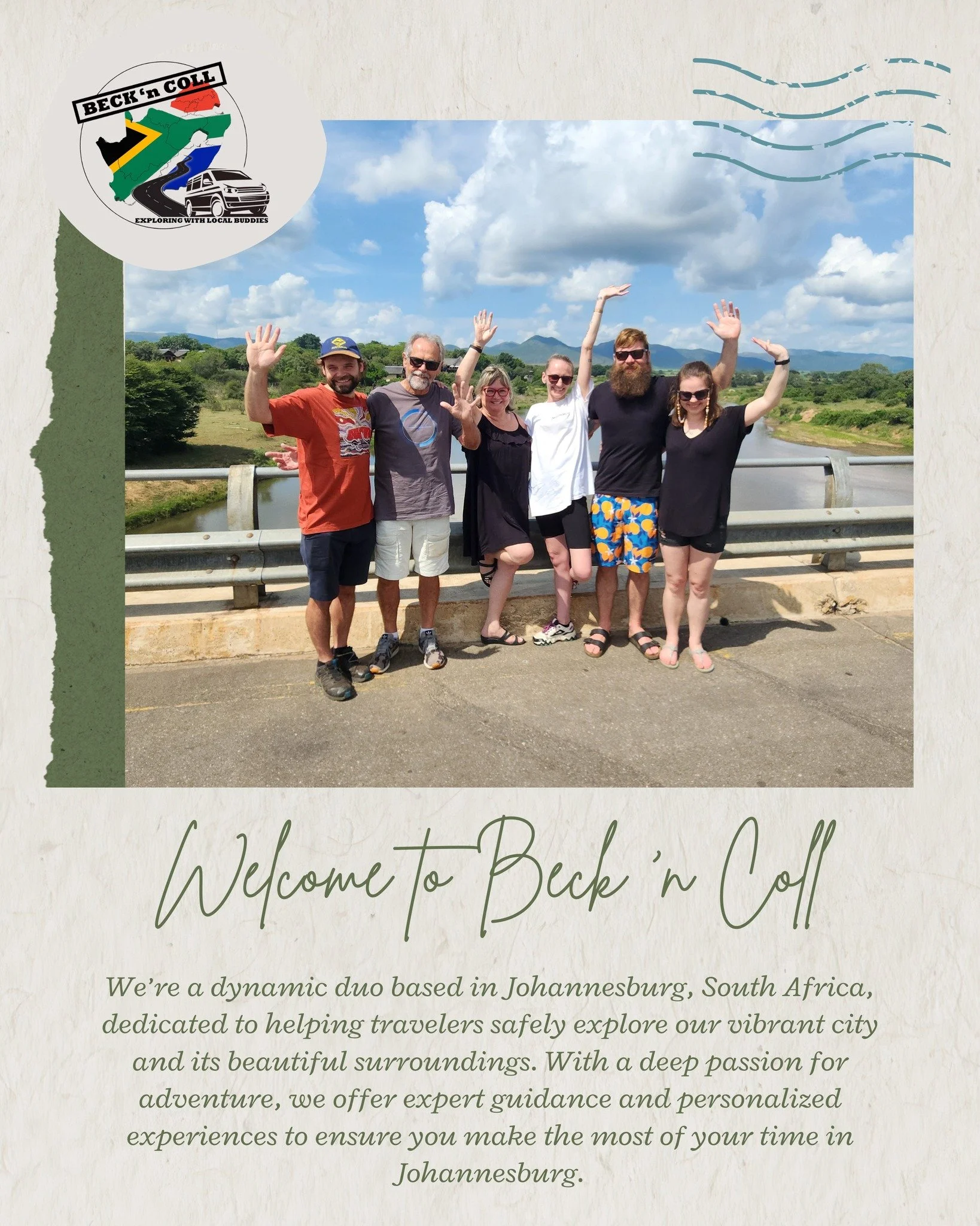 Hi, we&rsquo;re Colleen &amp; Calvin, the duo behind Beck &rsquo;n Coll,  a Johannesburg-based travel company born from our love of showing off South Africa&rsquo;s beauty, culture, and hidden gems. 🇿🇦

With us, you&rsquo;re not just booking a tour
