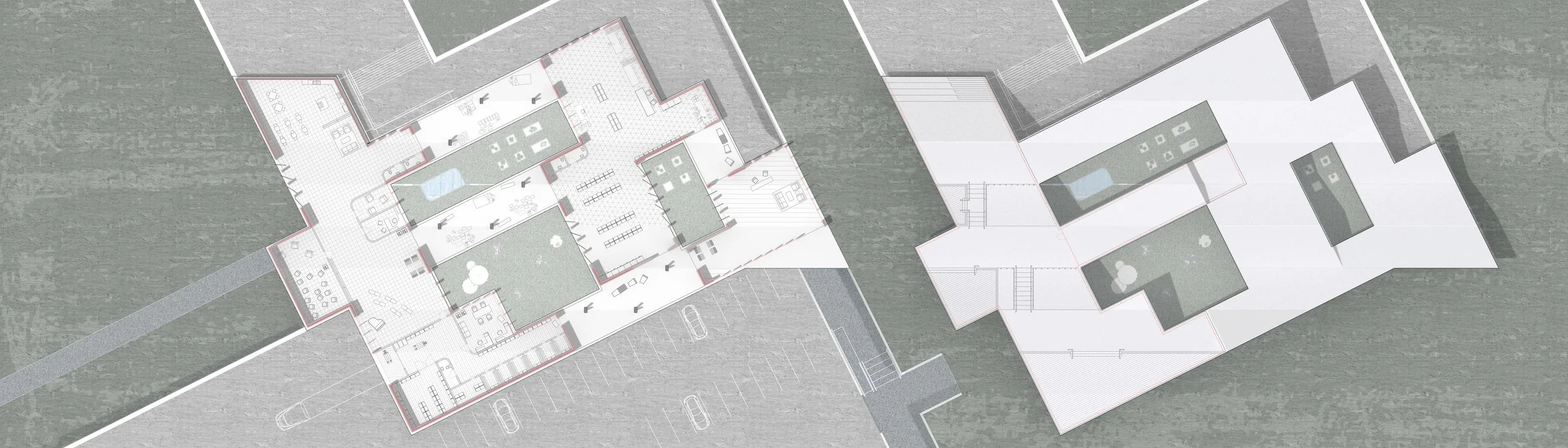 The principle of ‘path optimization’—a well-studied psychological concept—suggests people prefer routes with fewer turns to save energy. My design embodies this principle, ensuring a seamless transition from the pantry to community spaces with minima