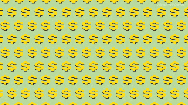 Pattern of yellow dollar signs on a light blue background.