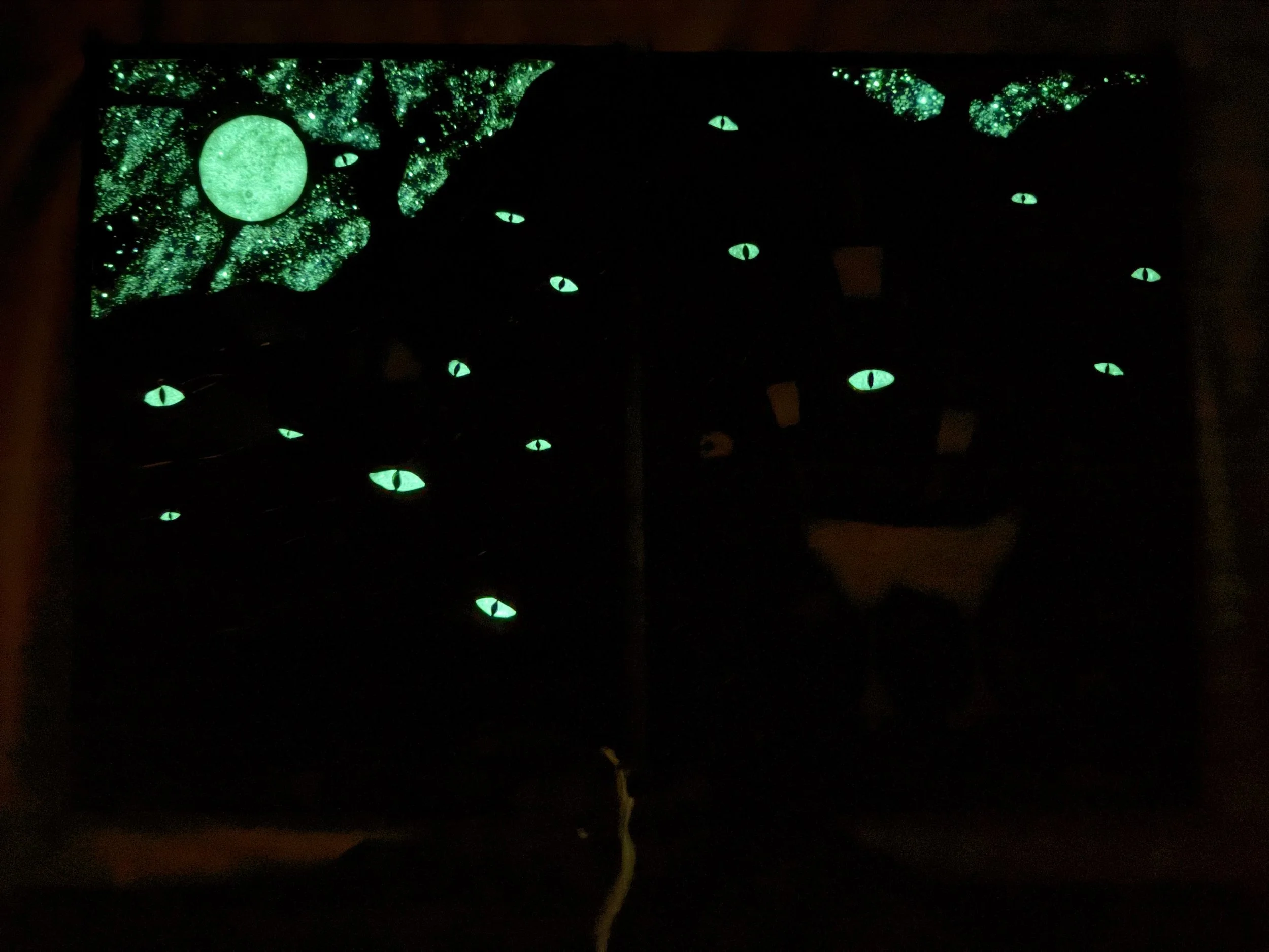 Baba Yaga stained glass artwork after dark