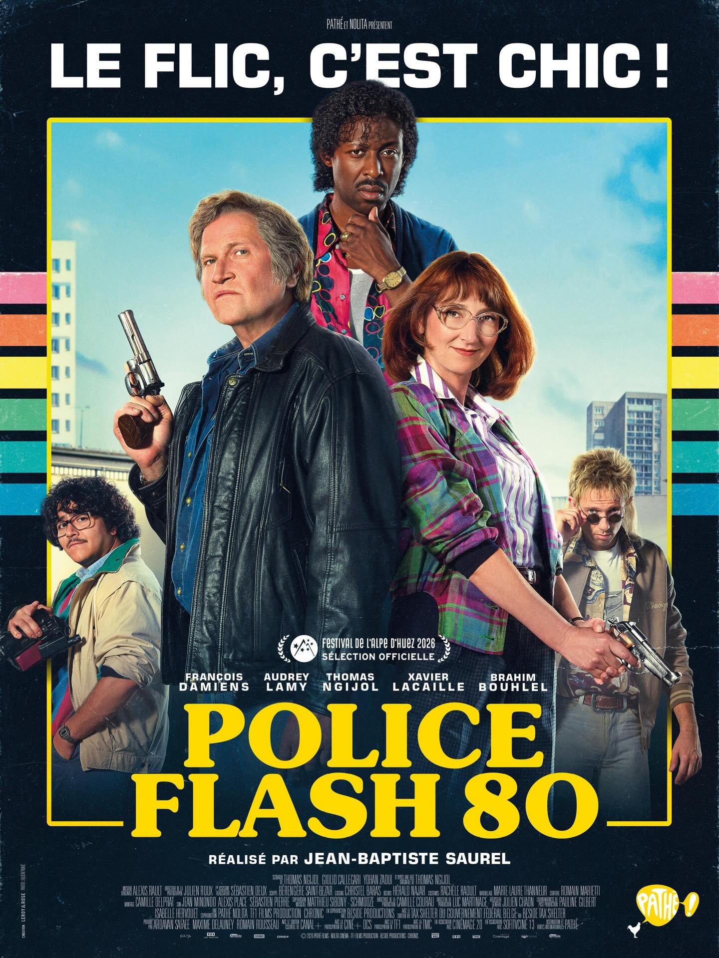 🔥🎬 In theaters today 🎬🔥
Perhaps the best police force in France since 1984 #policeflash80 🚔
Directed by Jean Baptiste Saurel, starring @thomas_ngijol @audreylamy @xavier.lacaille @fdamiens_ 
Produced by @pathefilms @n