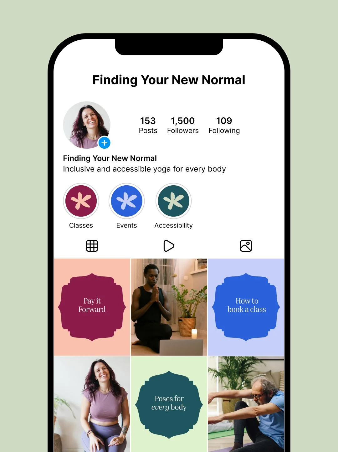 An instagram mock up of the grid view on a mobile phone