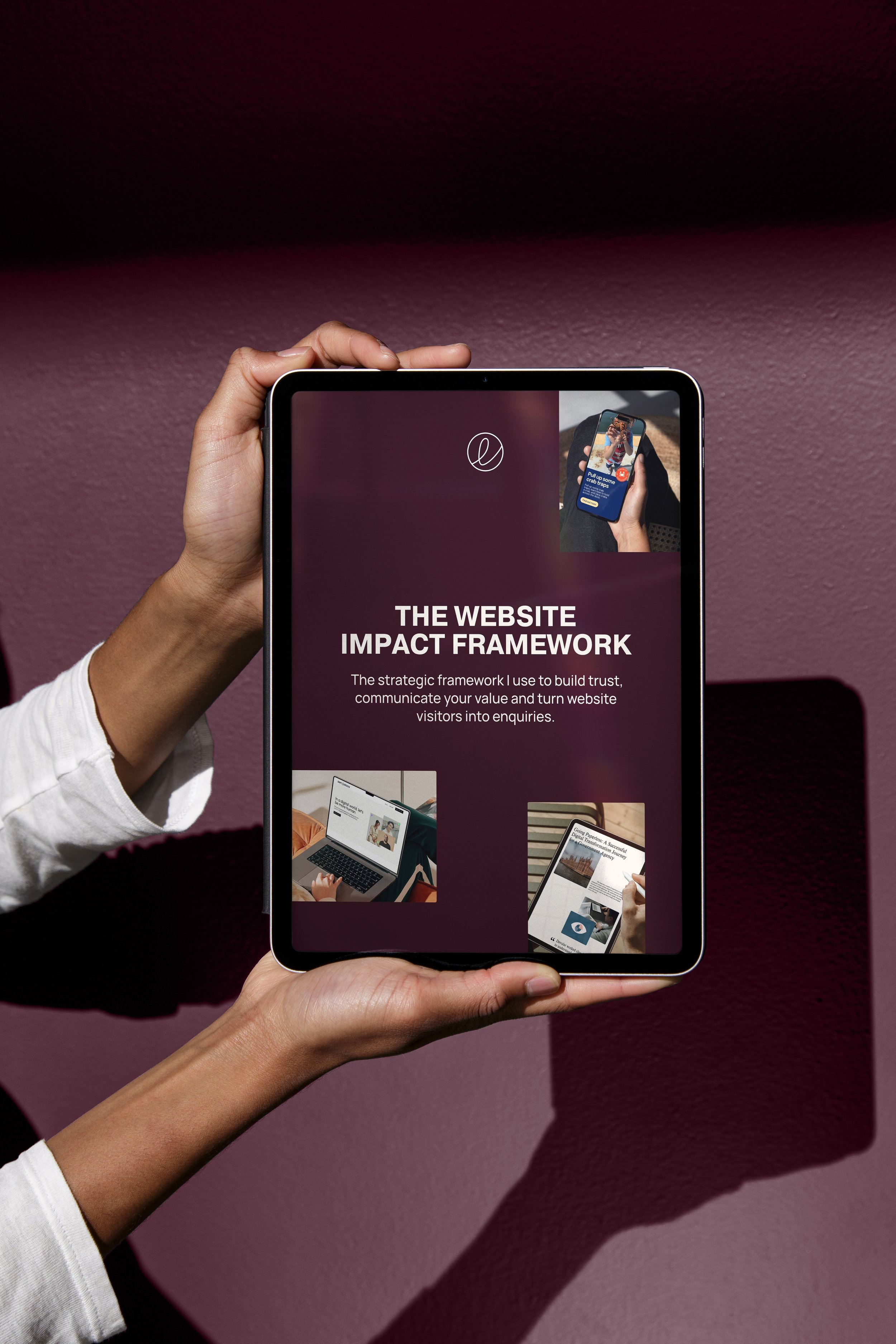 an ipad mock up with the impact guide on the screen