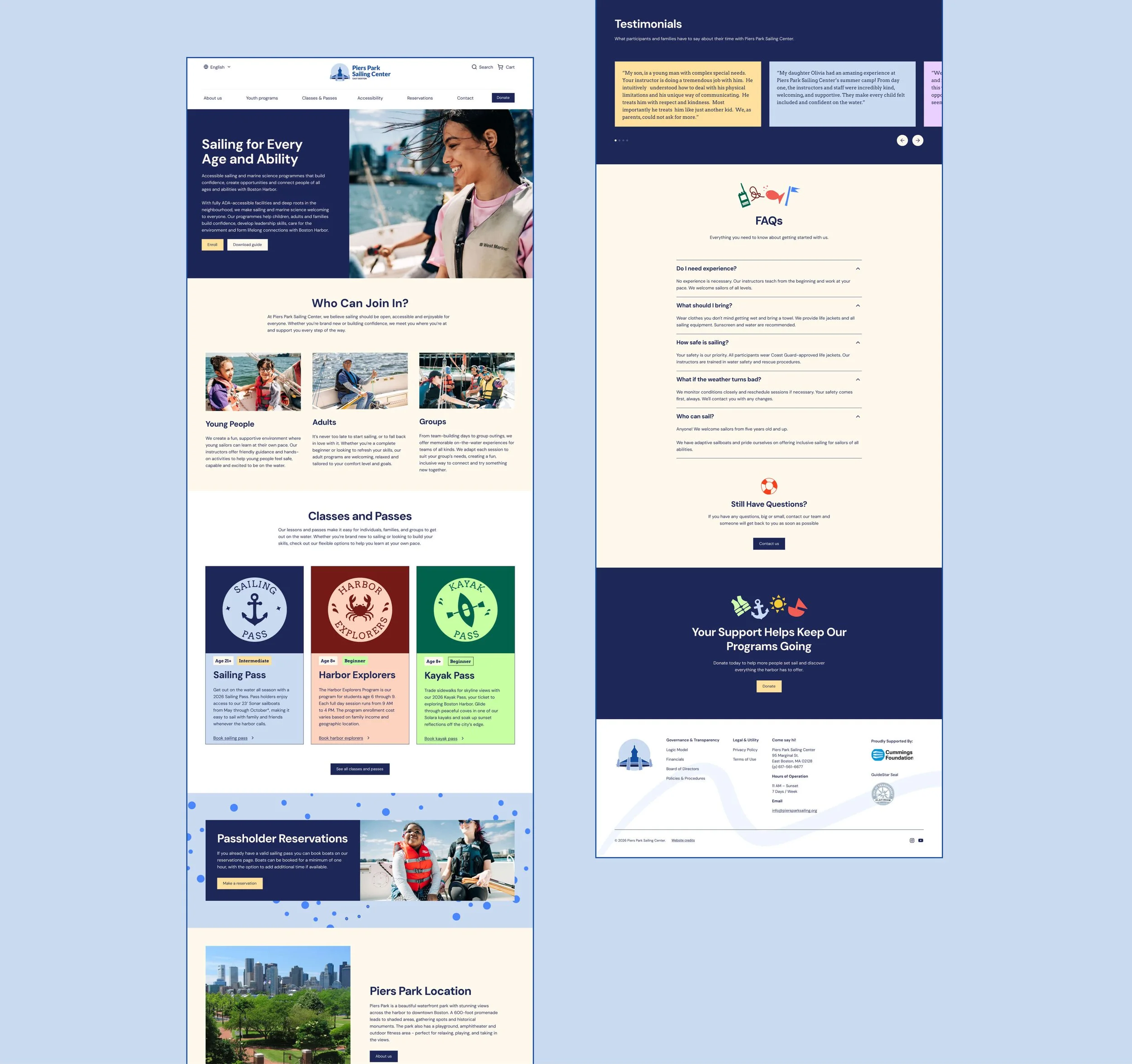homepage design featuring improved layout with clear headings and paragraphs, information separated into sections and bright fun branding applied consistently