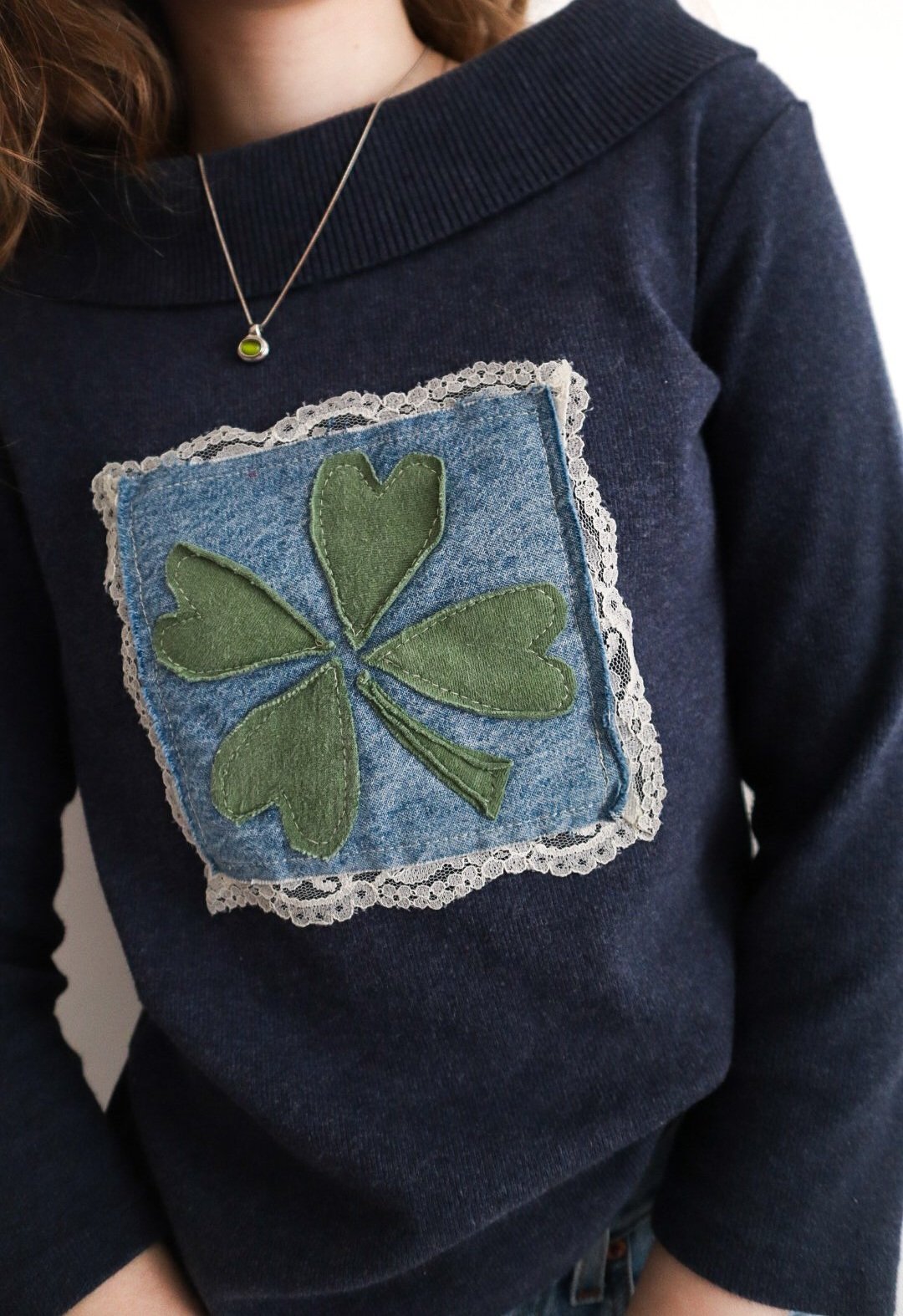 Lace Trim Clover Sweater