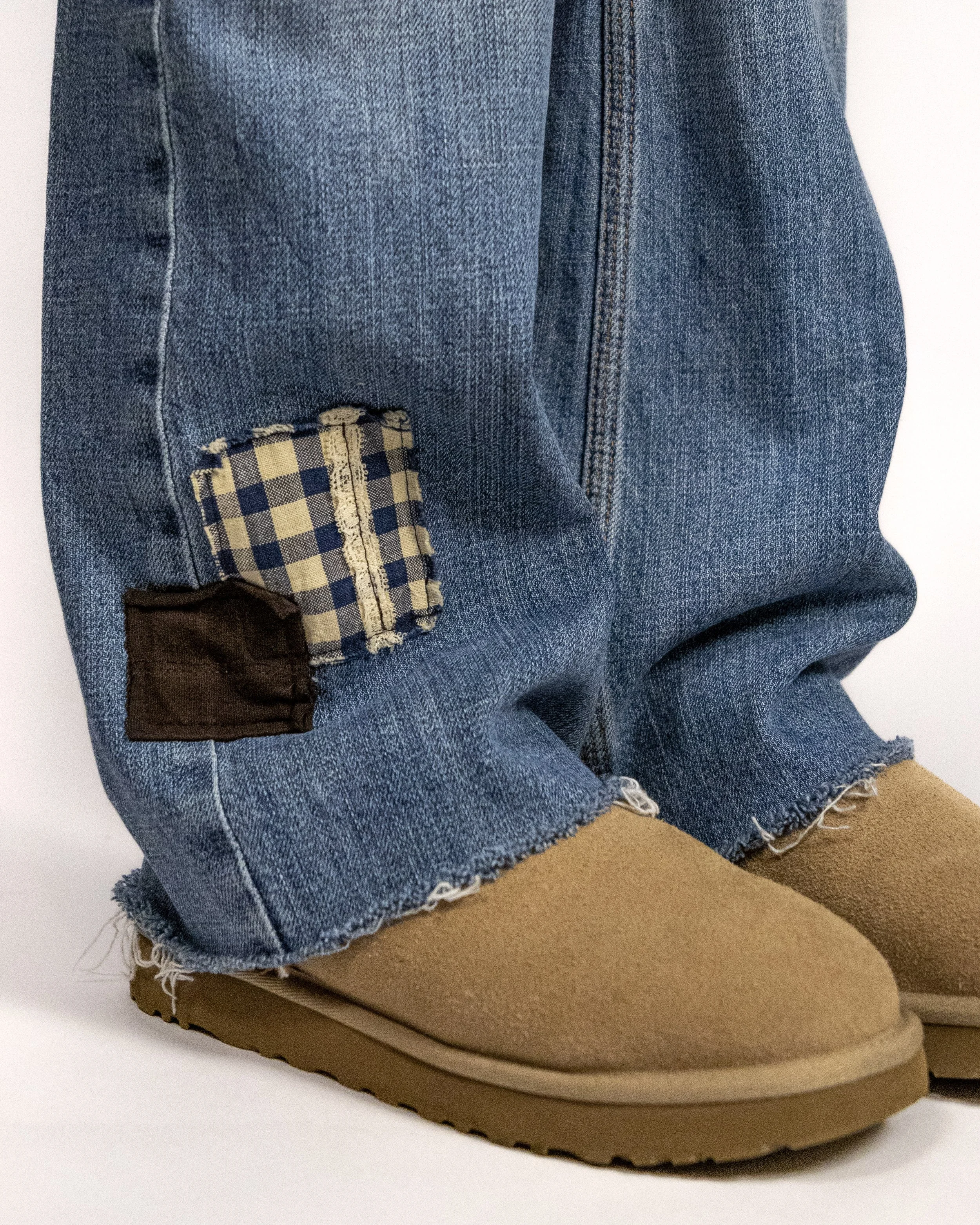 Low Rise Bootcut Patchwork Jeans