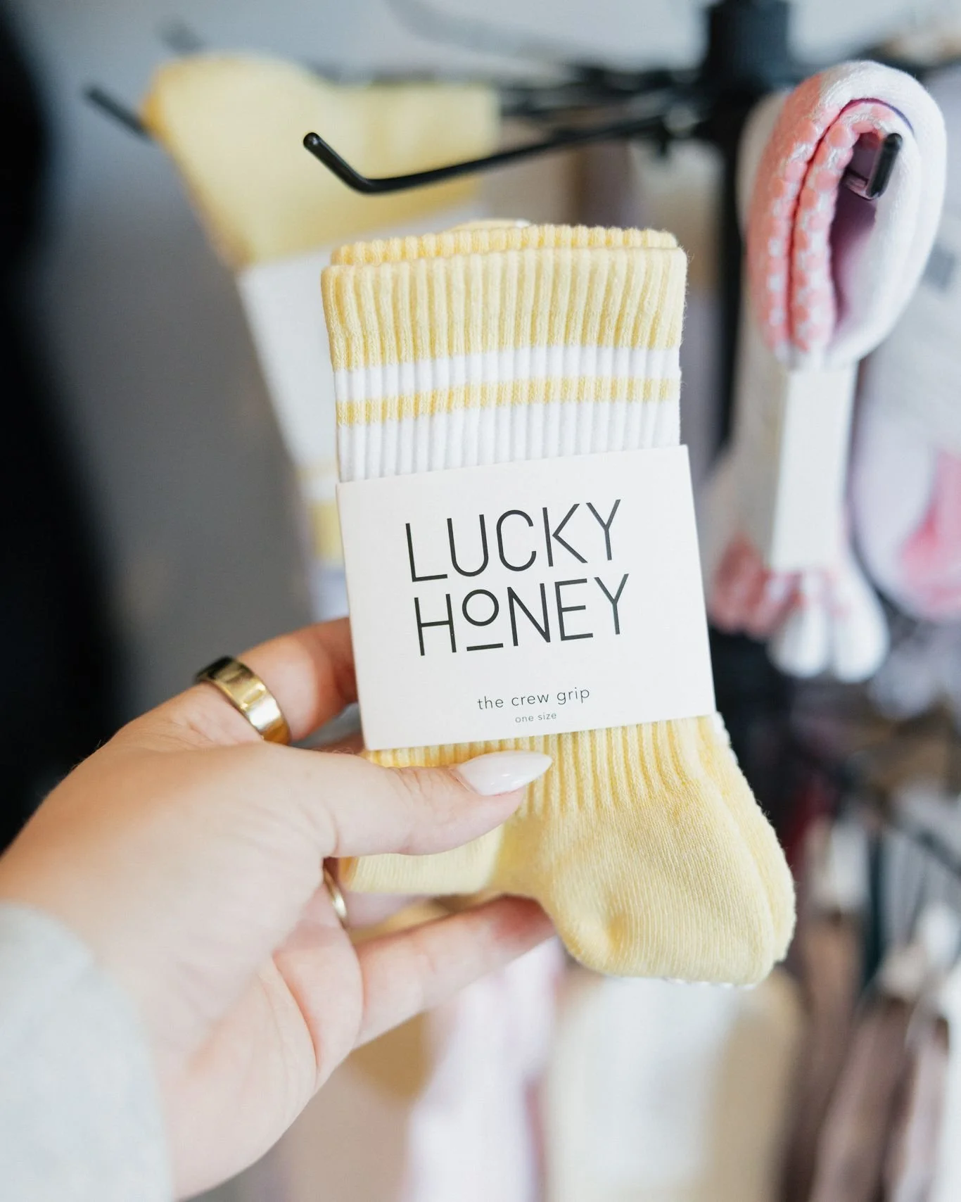 Forgot your grip socks? Honey it's your lucky day!!! We've got you covered with many different brands including Lucky Honey!!